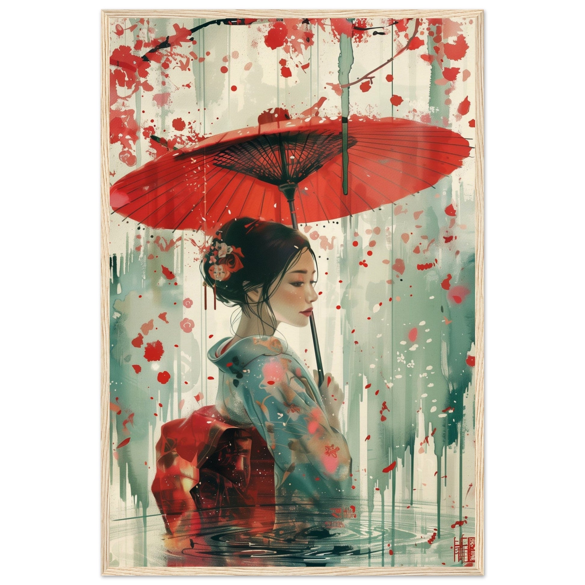 Affiche d'Art Japonais ( 60x90-cm-Bois-clair)