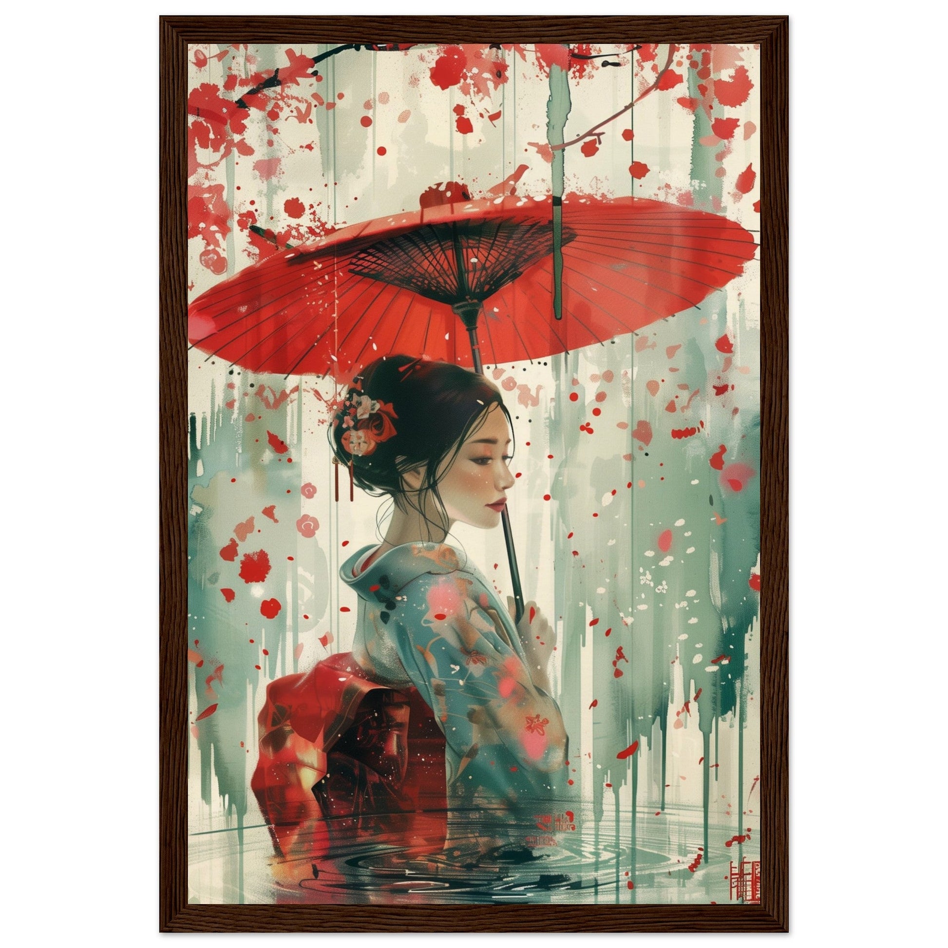 Affiche d'Art Japonais ( 30x45-cm-Bois-foncé)