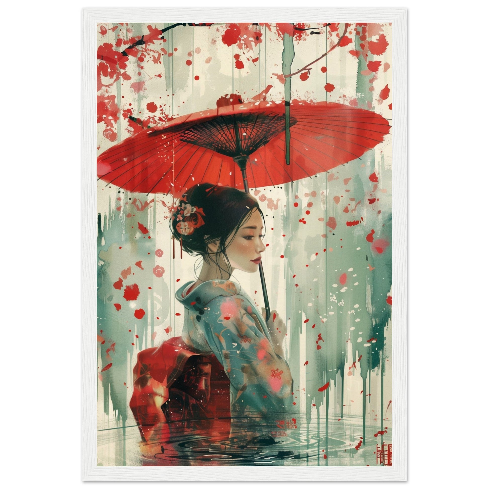 Affiche d'Art Japonais ( 30x45-cm-Bois-blanc)