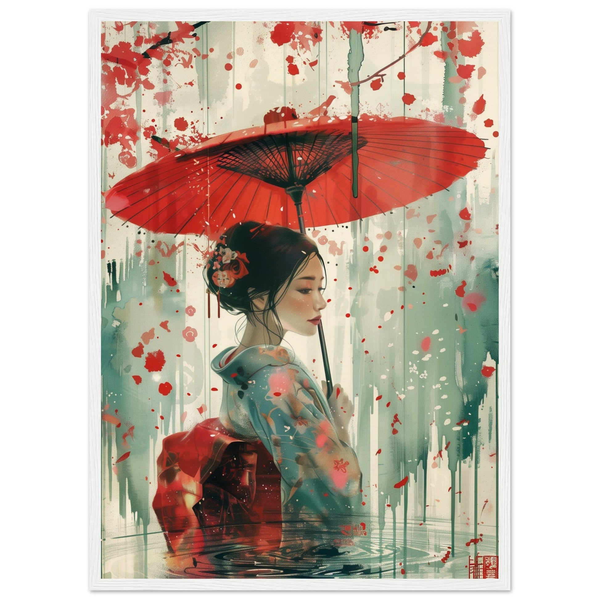 Affiche d'Art Japonais ( 50x70-cm-Bois-blanc)