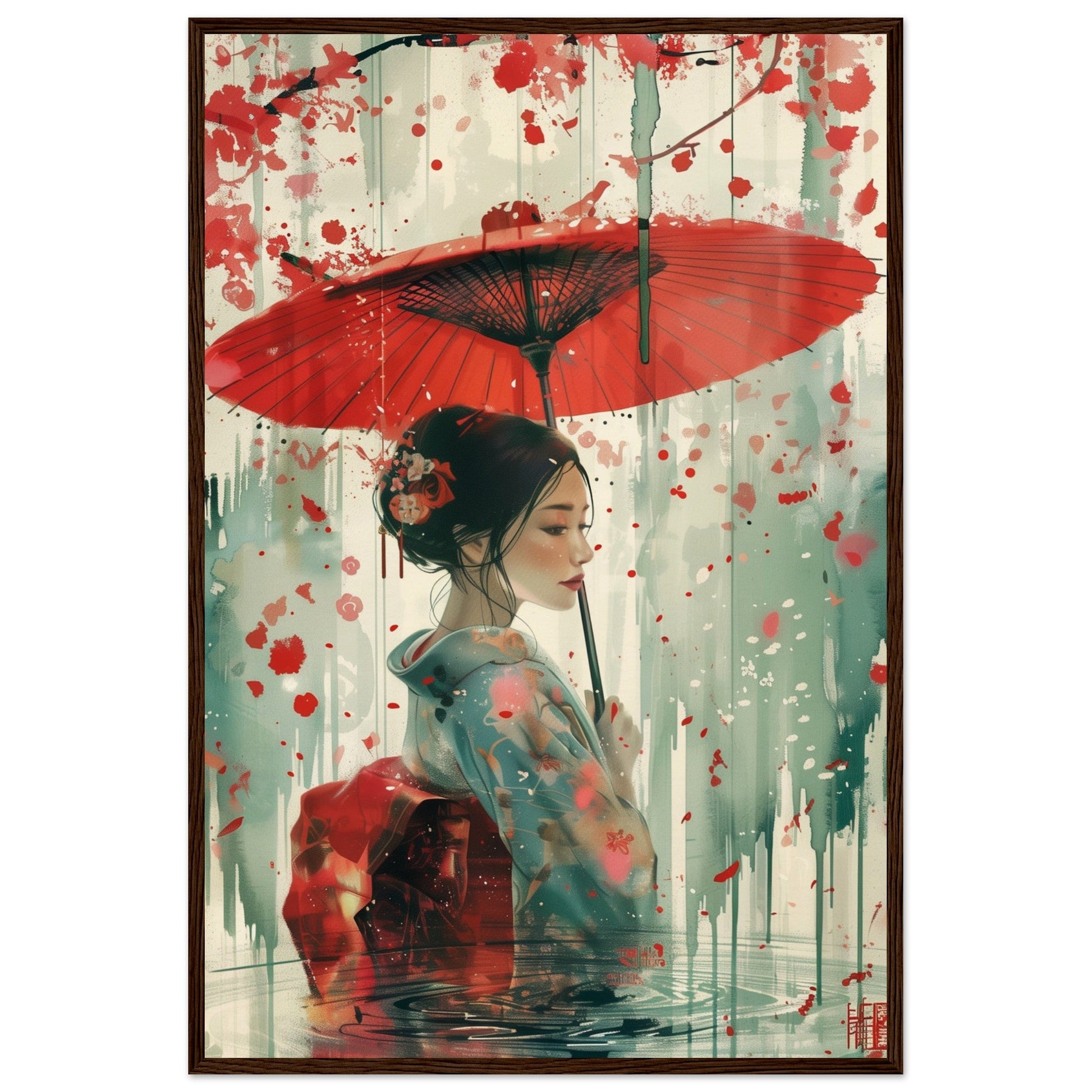 Affiche d'Art Japonais ( 60x90-cm-Bois-foncé)