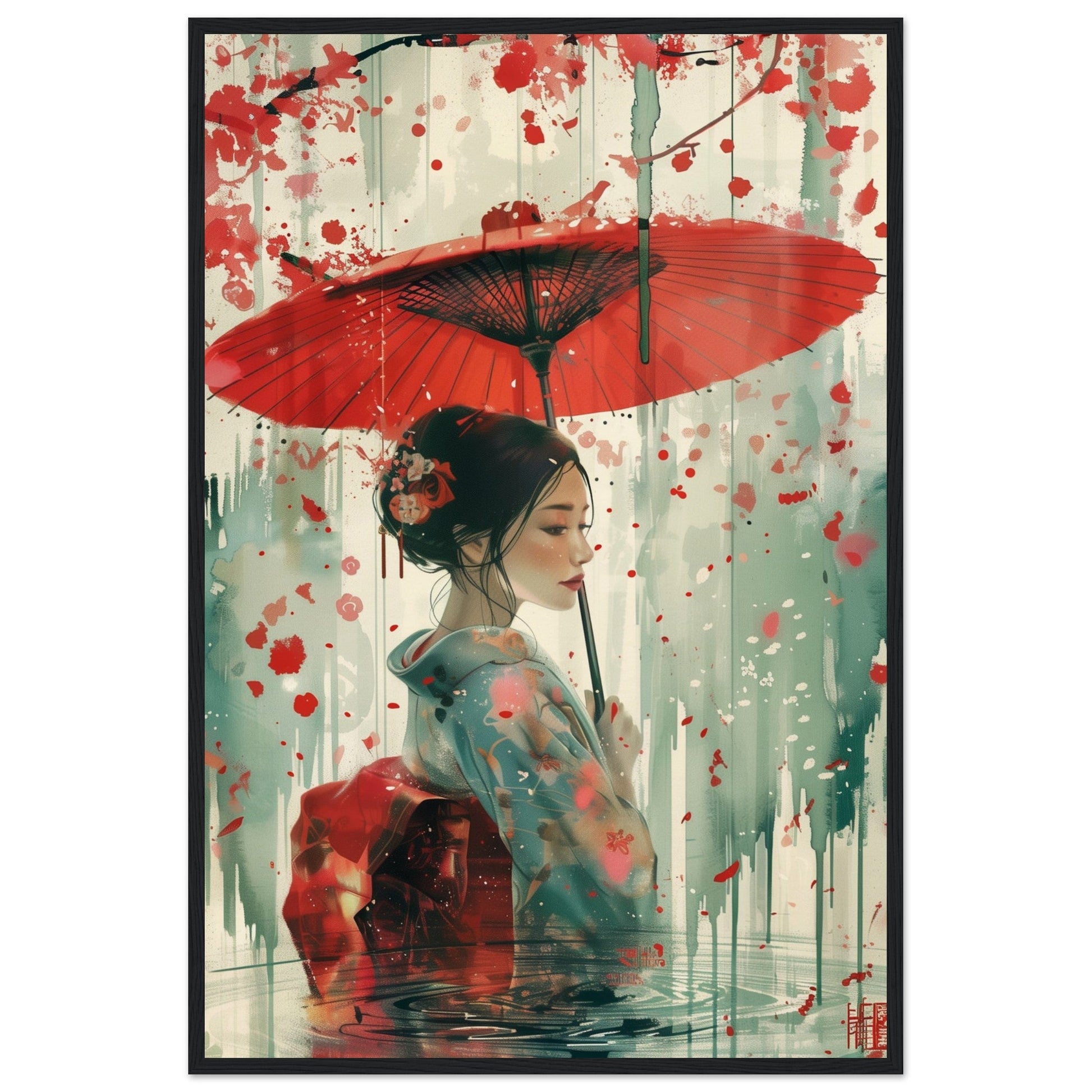 Affiche d'Art Japonais ( 60x90-cm-Bois-noir)