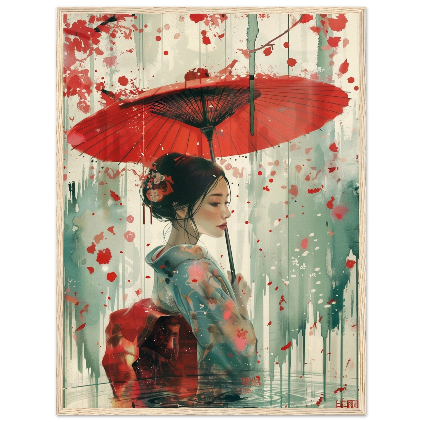 Affiche d'Art Japonais ( 60x80-cm-Bois-clair)