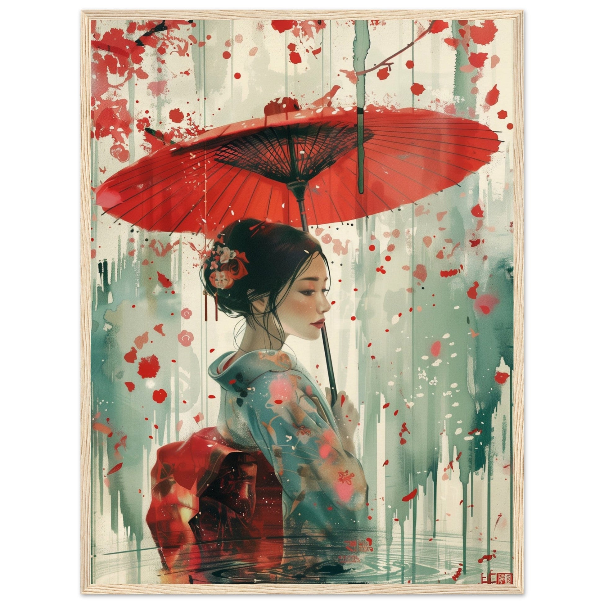 Affiche d'Art Japonais ( 60x80-cm-Bois-clair)