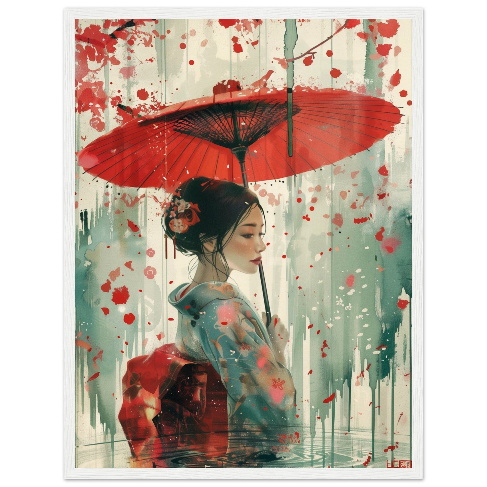 Affiche d'Art Japonais ( 45x60-cm-Bois-blanc)