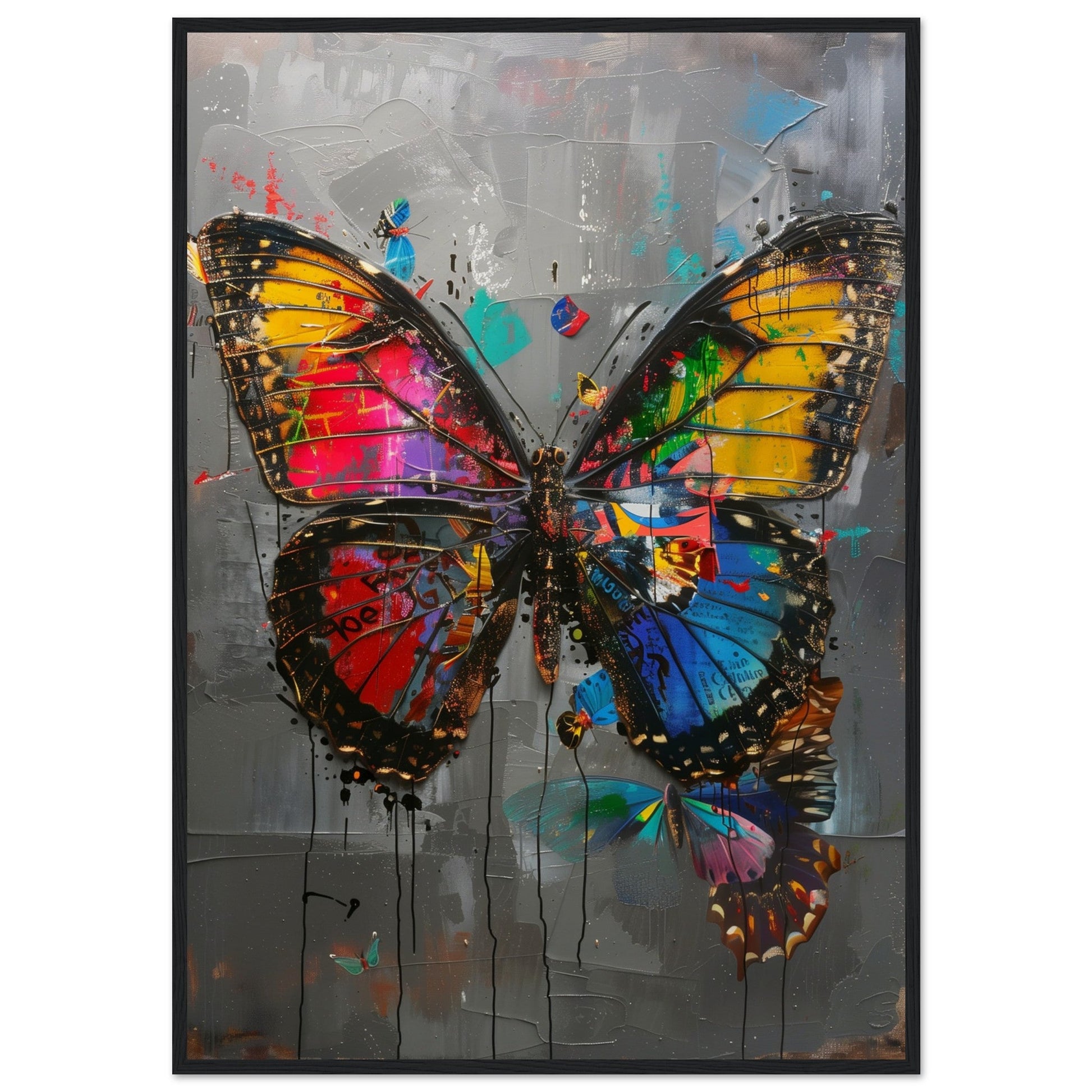 Affiche de Papillon ( 70x100-cm-Bois-noir)