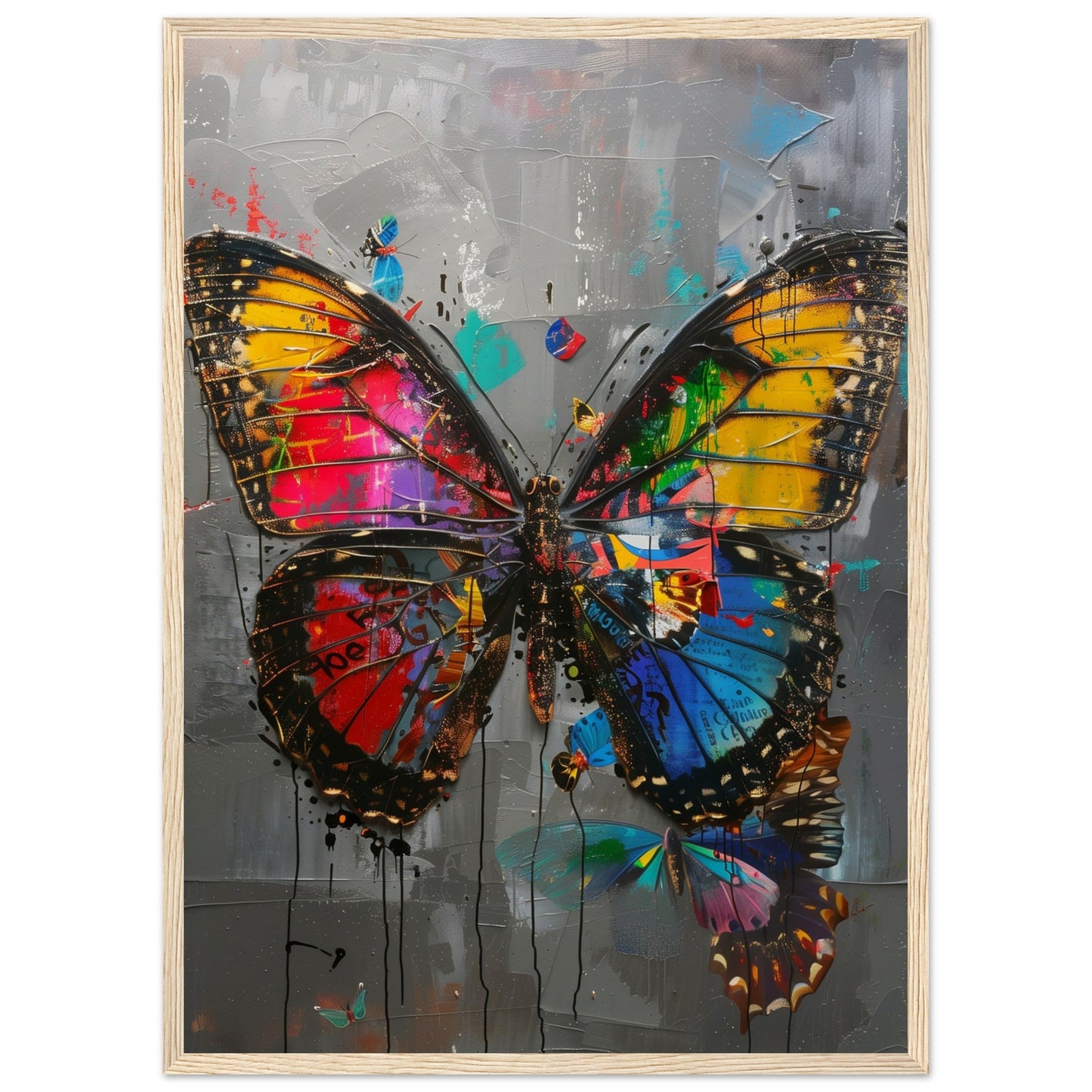 Affiche de Papillon ( 50x70-cm-Bois-clair)