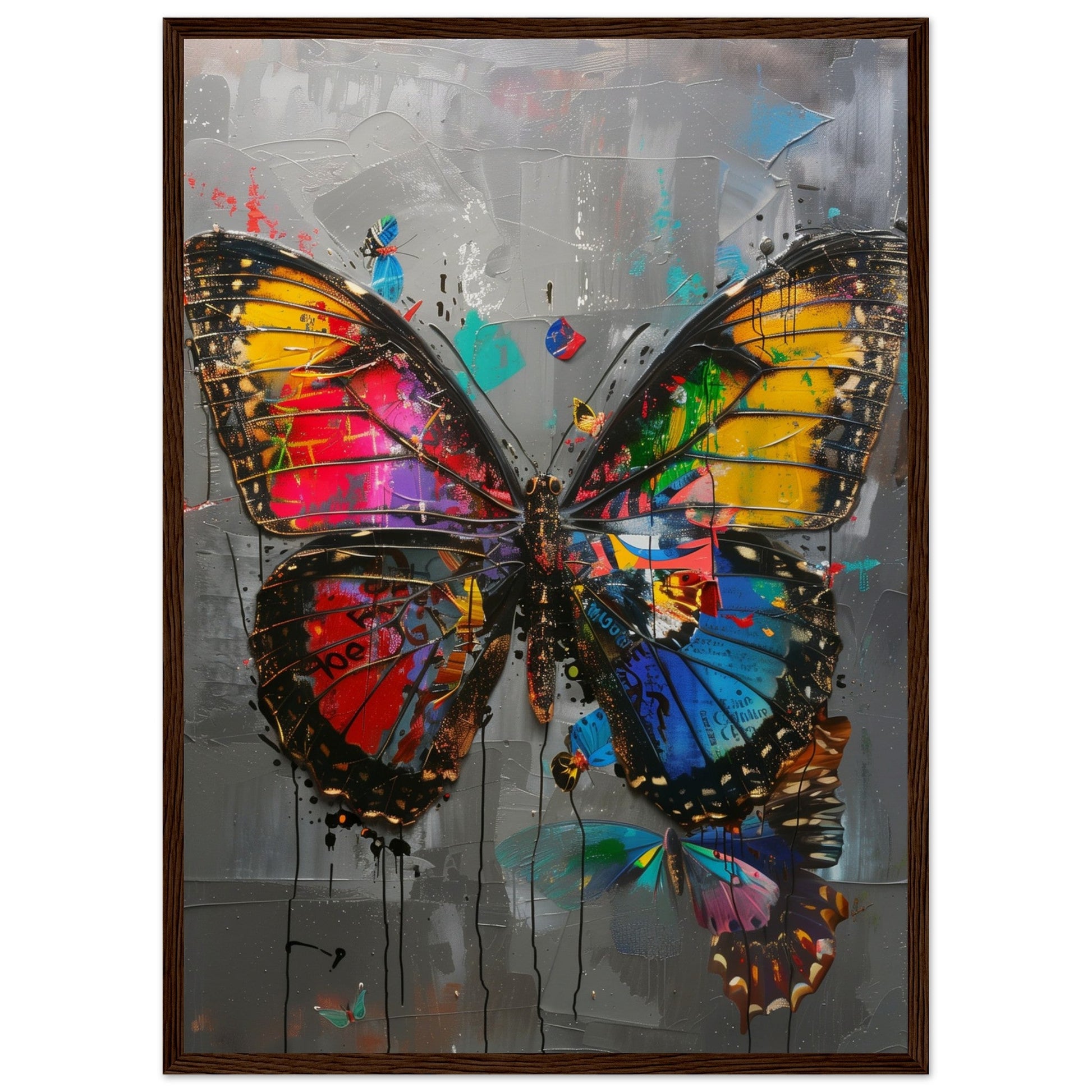 Affiche de Papillon ( 50x70-cm-Bois-foncé)