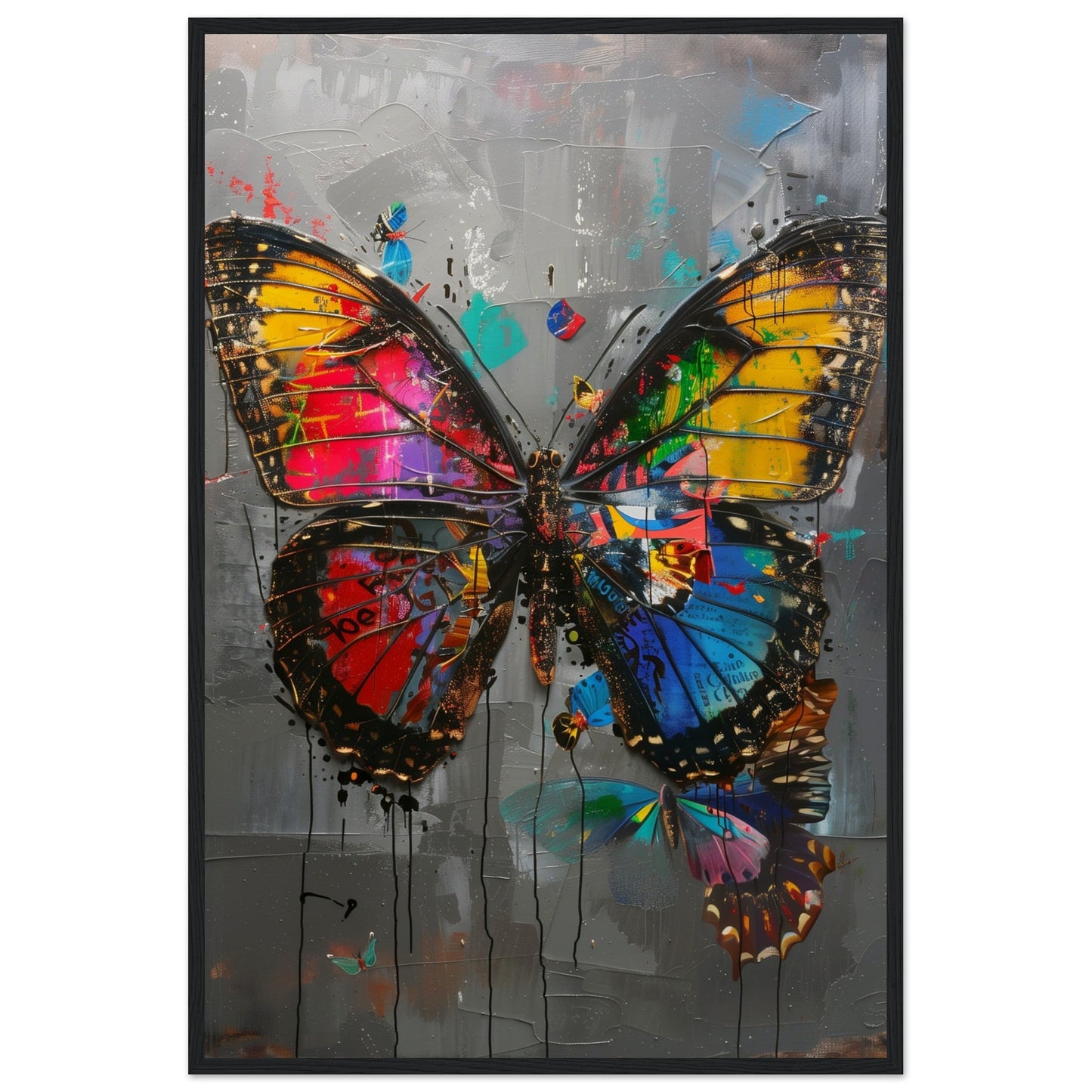 Affiche de Papillon ( 60x90-cm-Bois-noir)