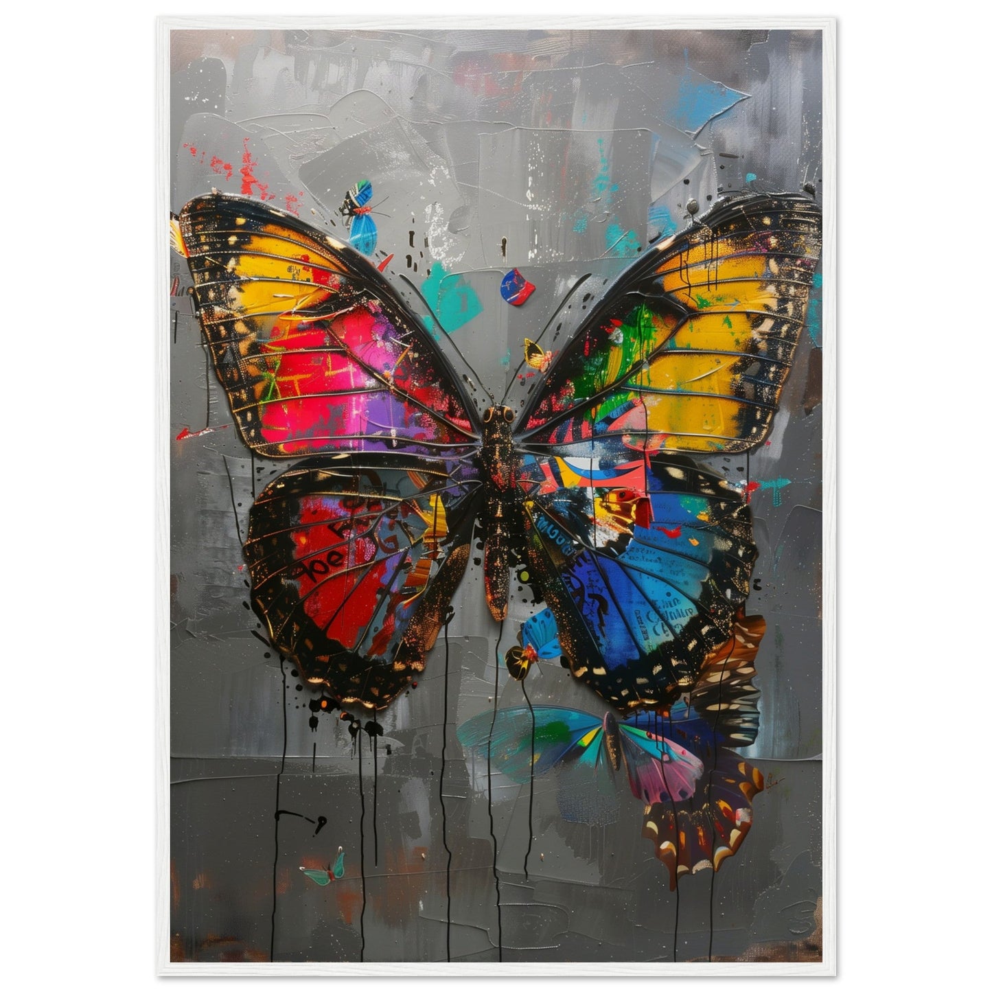 Affiche de Papillon ( 70x100-cm-Bois-blanc)