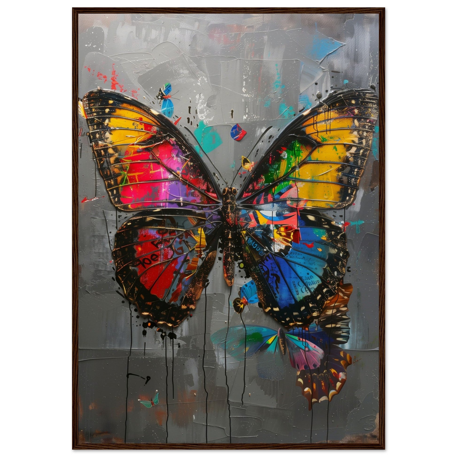 Affiche de Papillon ( 70x100-cm-Bois-foncé)