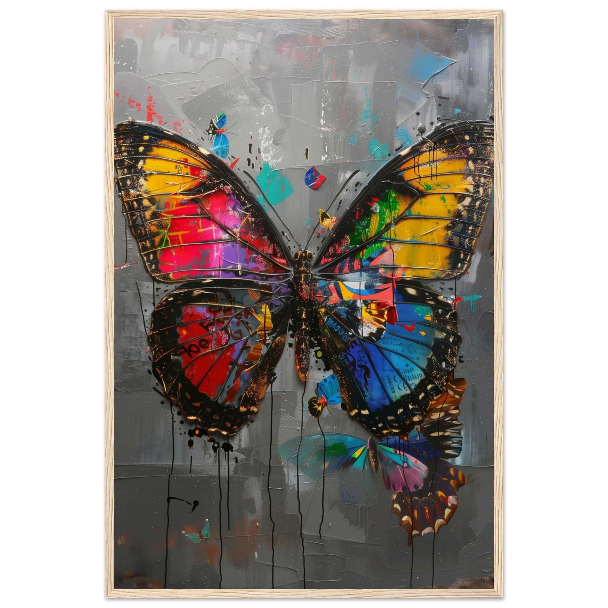 Affiche de Papillon ( 60x90-cm-Bois-clair)