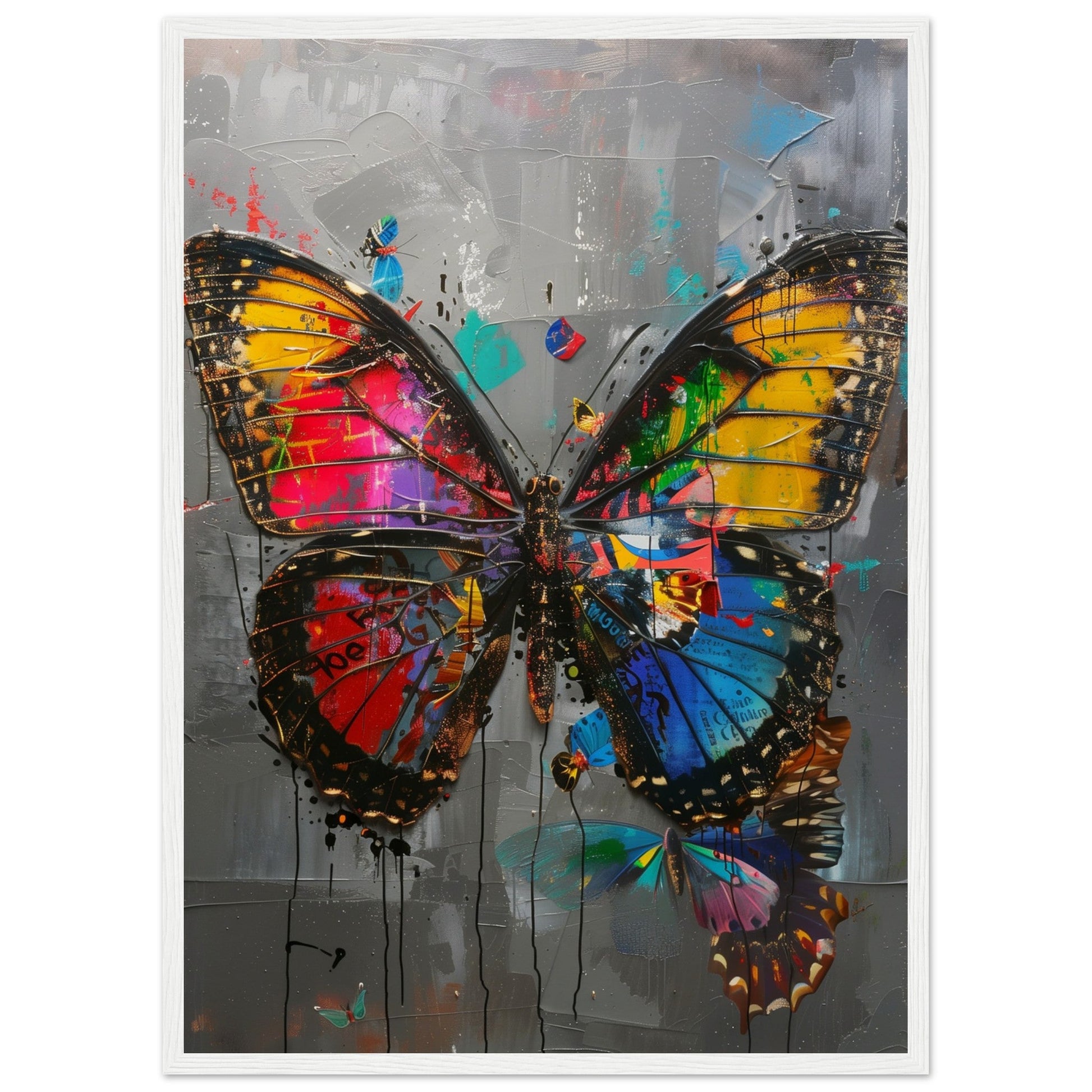 Affiche de Papillon ( 50x70-cm-Bois-blanc)