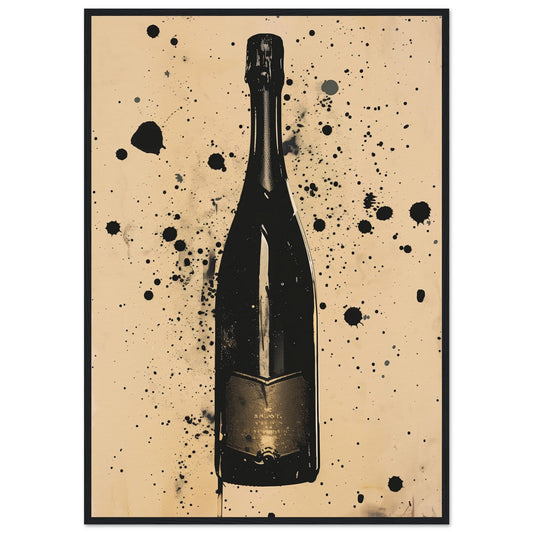 Champagne Art Poster ( 70x100-cm-Bois-noir)