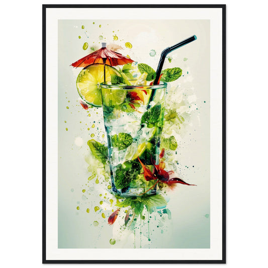 Mojito Cocktail Poster ( 70x100-cm-Bois-noir)