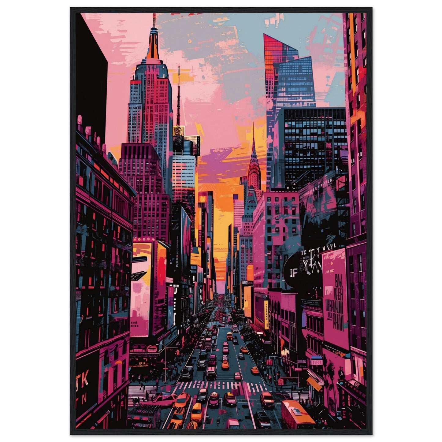 New York Art Poster ( 70x100-cm-Bois-noir)