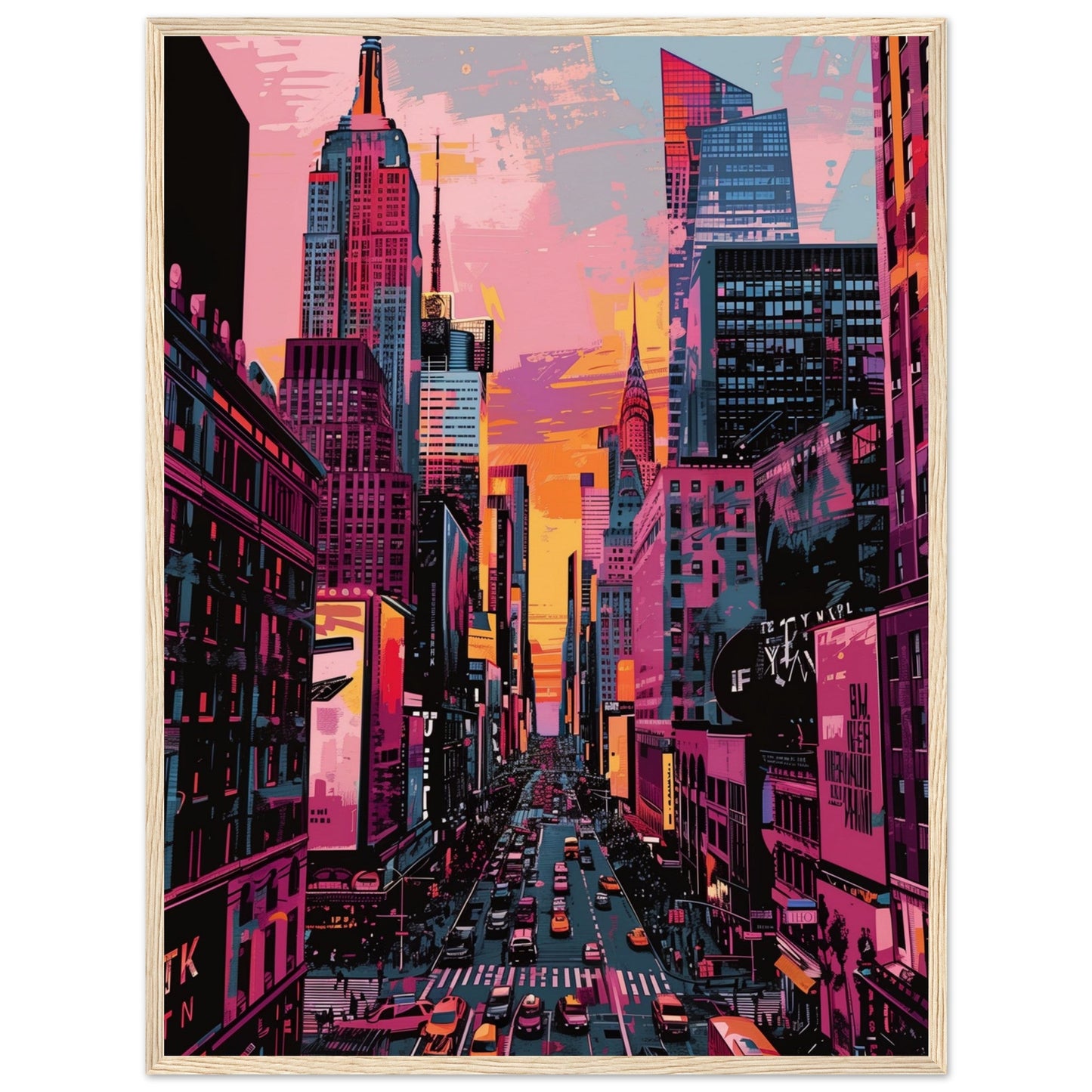 New York Art Poster ( 60x80-cm-Bois-clair)