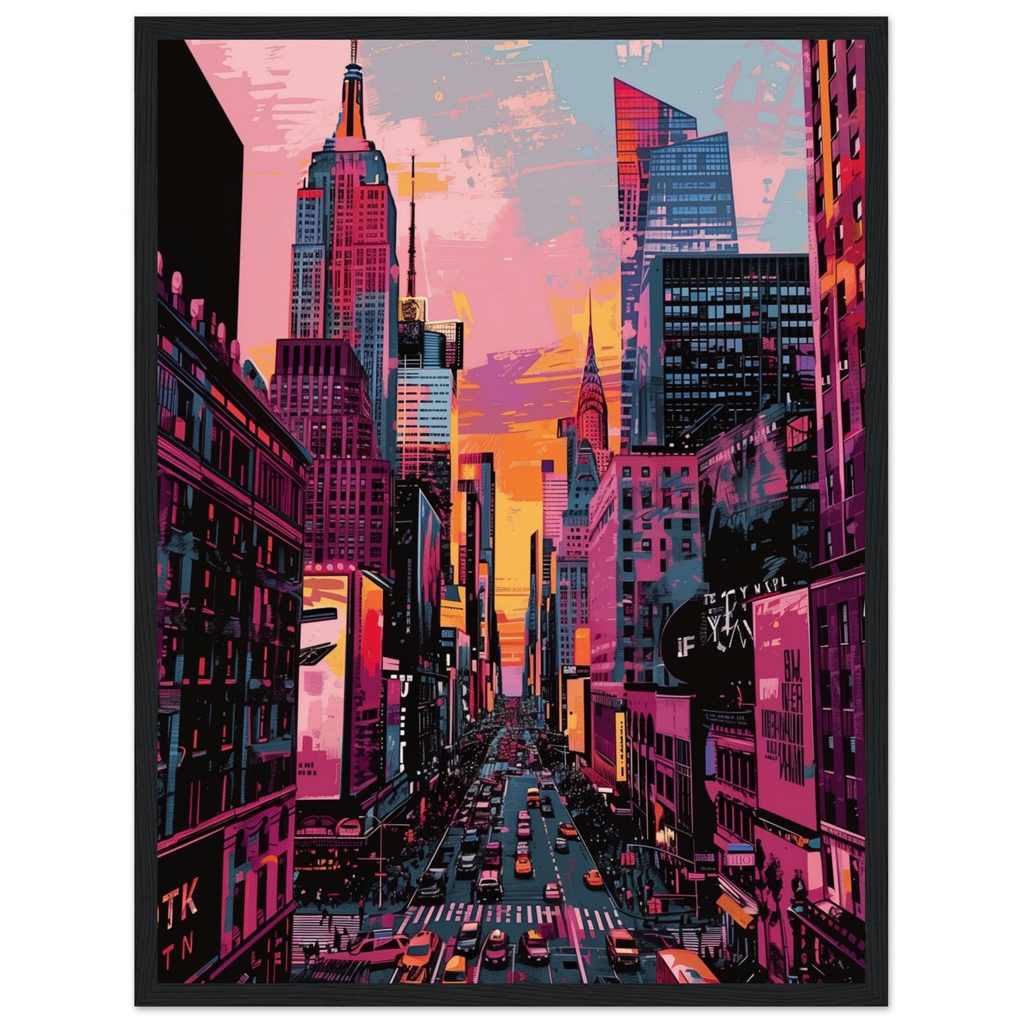 New York Art Poster ( 45x60-cm-Bois-noir)