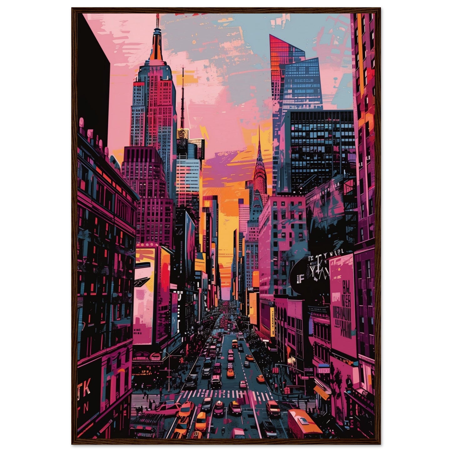 New York Art Poster ( 70x100-cm-Bois-foncé)