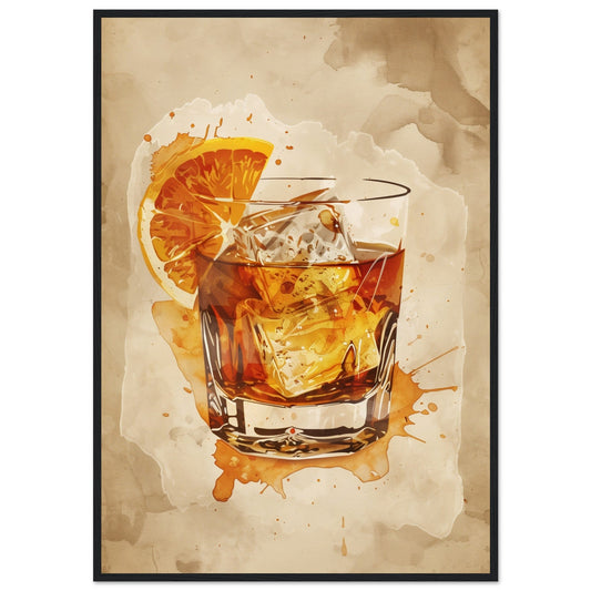 Old Fashioned Cocktail Poster ( 70x100-cm-Bois-noir)