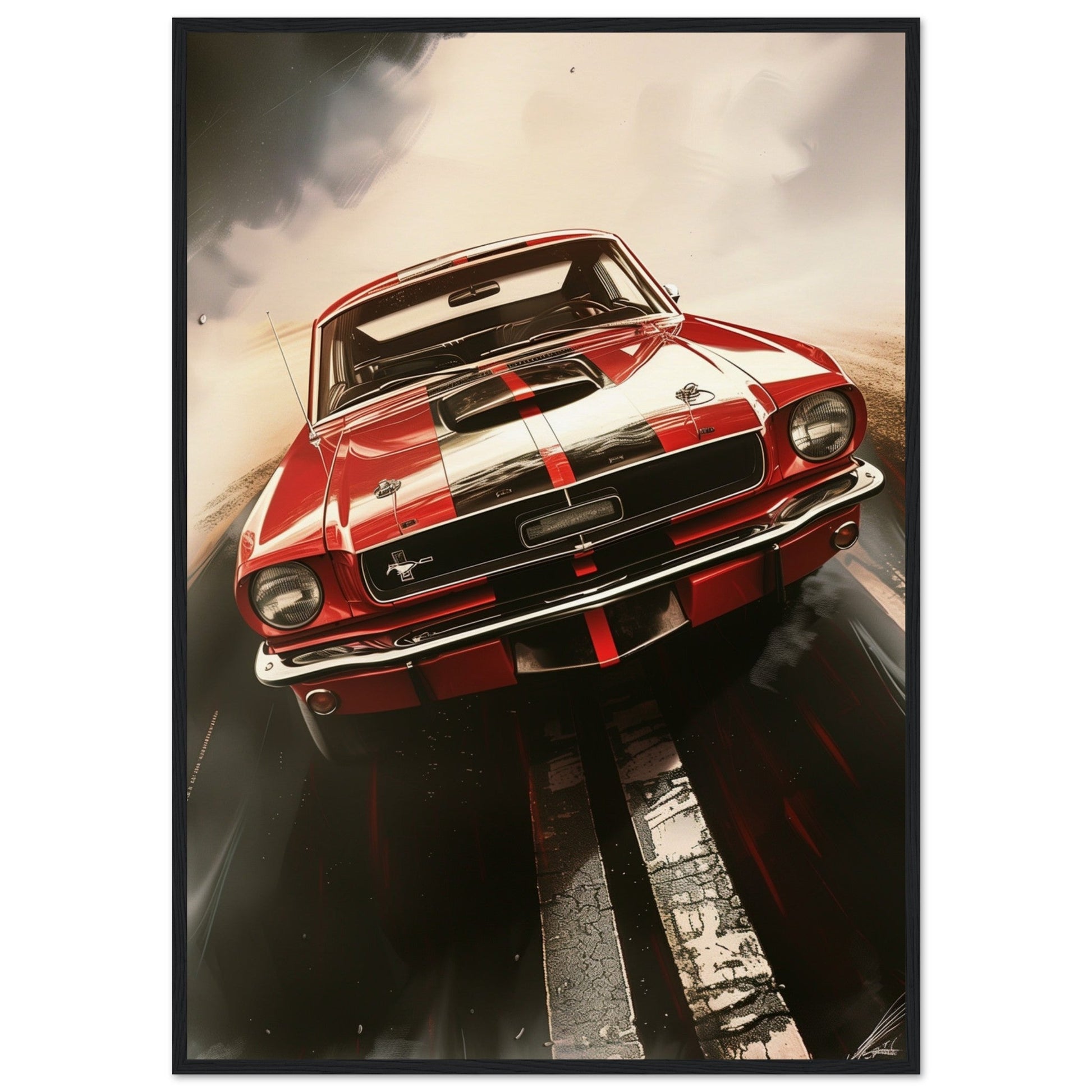 Poster 1965 Mustang ( 70x100-cm-Bois-noir)