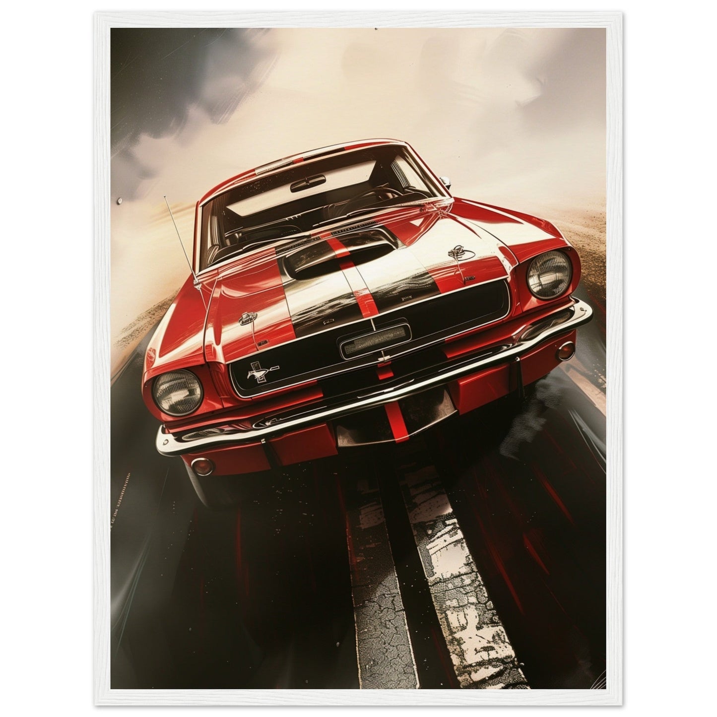 Poster 1965 Mustang ( 45x60-cm-Bois-blanc)