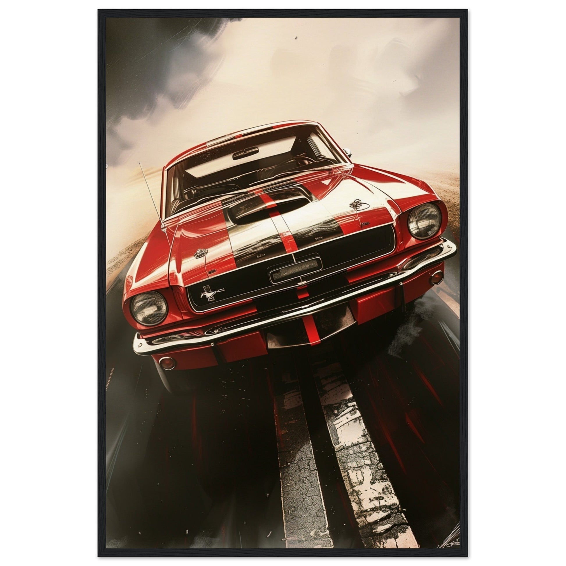 Poster 1965 Mustang ( 60x90-cm-Bois-noir)