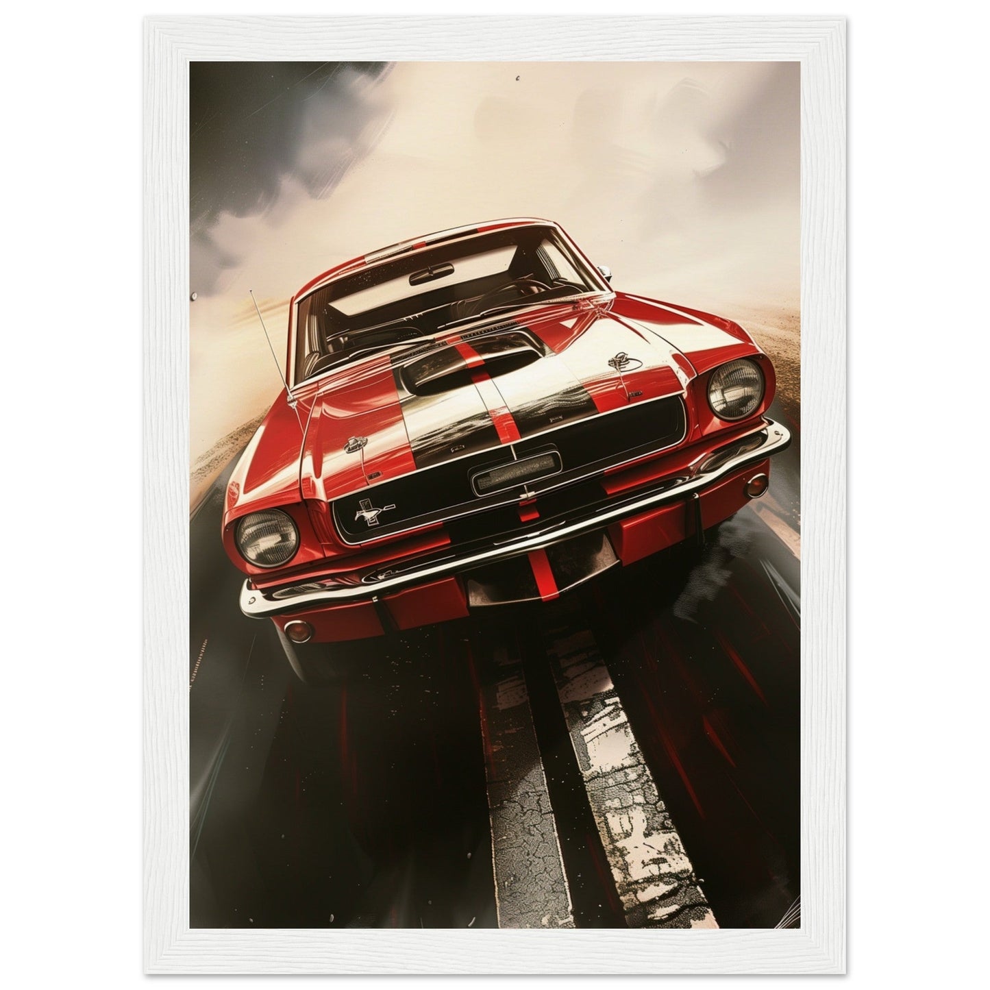 Poster 1965 Mustang ( 21x29.7-cm-Bois-blanc)