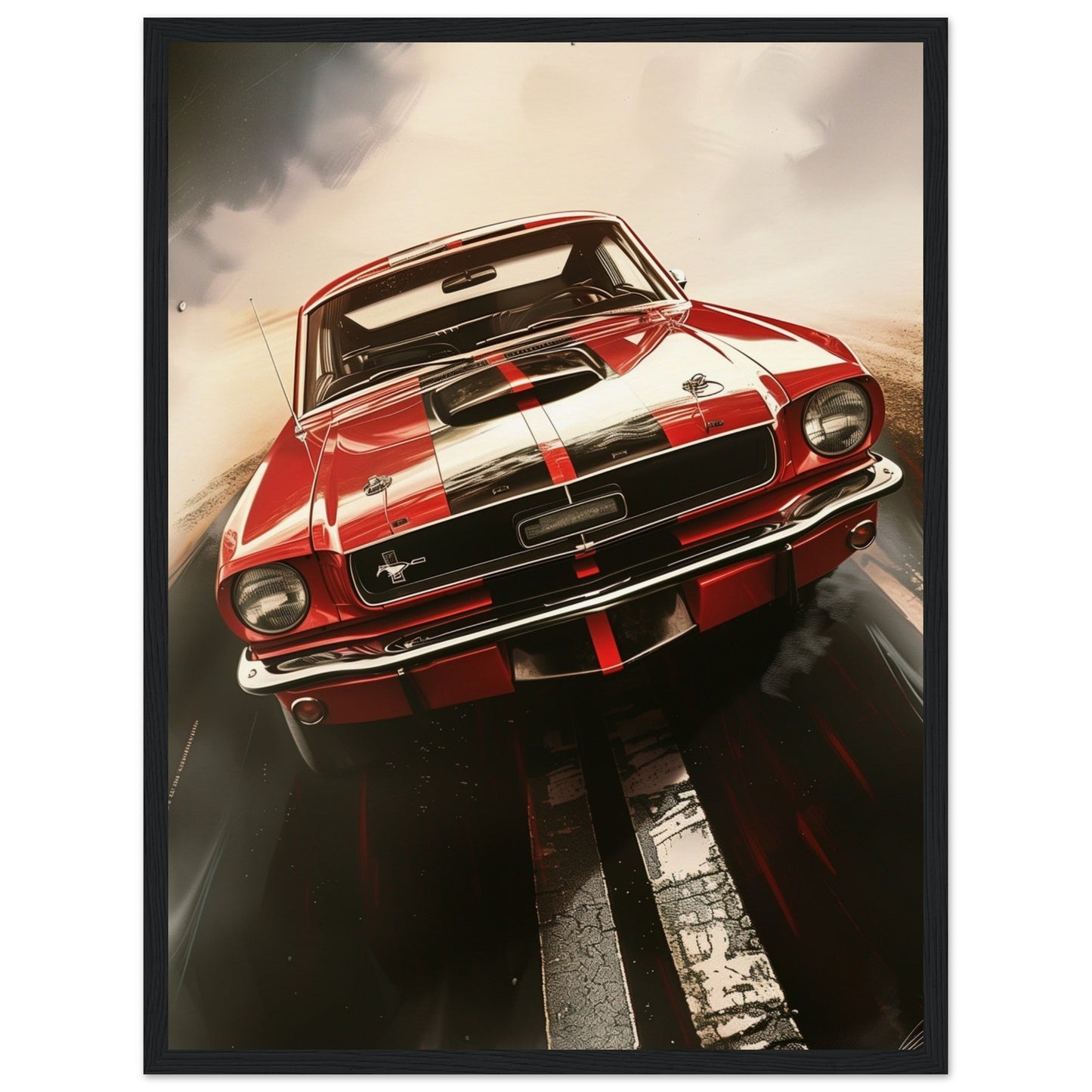 Poster 1965 Mustang ( 45x60-cm-Bois-noir)