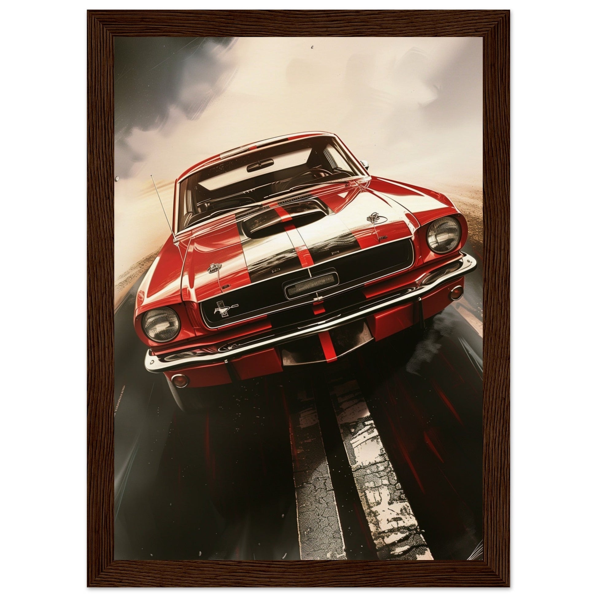 Poster 1965 Mustang ( 21x29.7-cm-Bois-foncé)