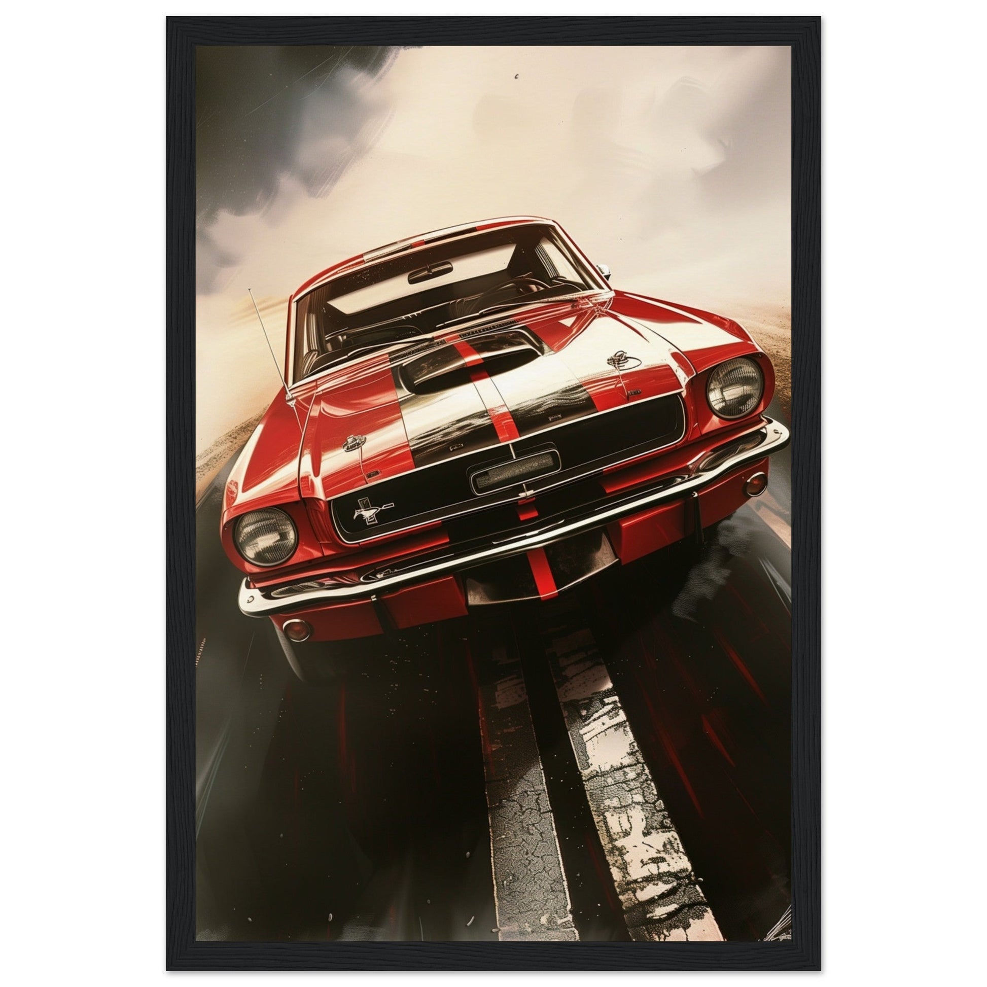 Poster 1965 Mustang ( 30x45-cm-Bois-noir)