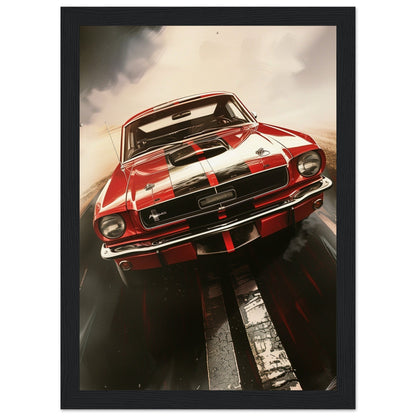 Poster 1965 Mustang ( 21x29.7-cm-Bois-noir)