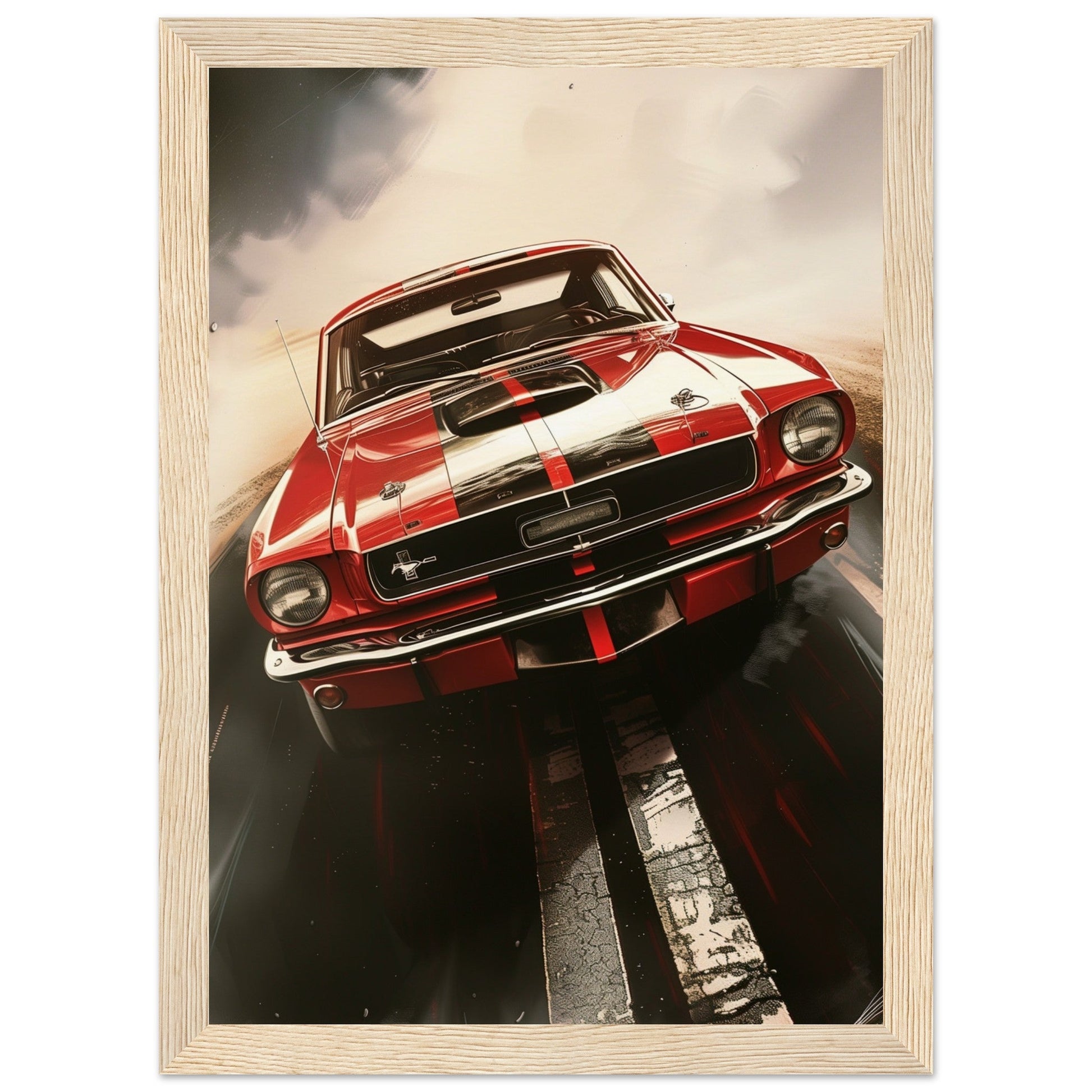 Poster 1965 Mustang ( 21x29.7-cm-Bois-clair)