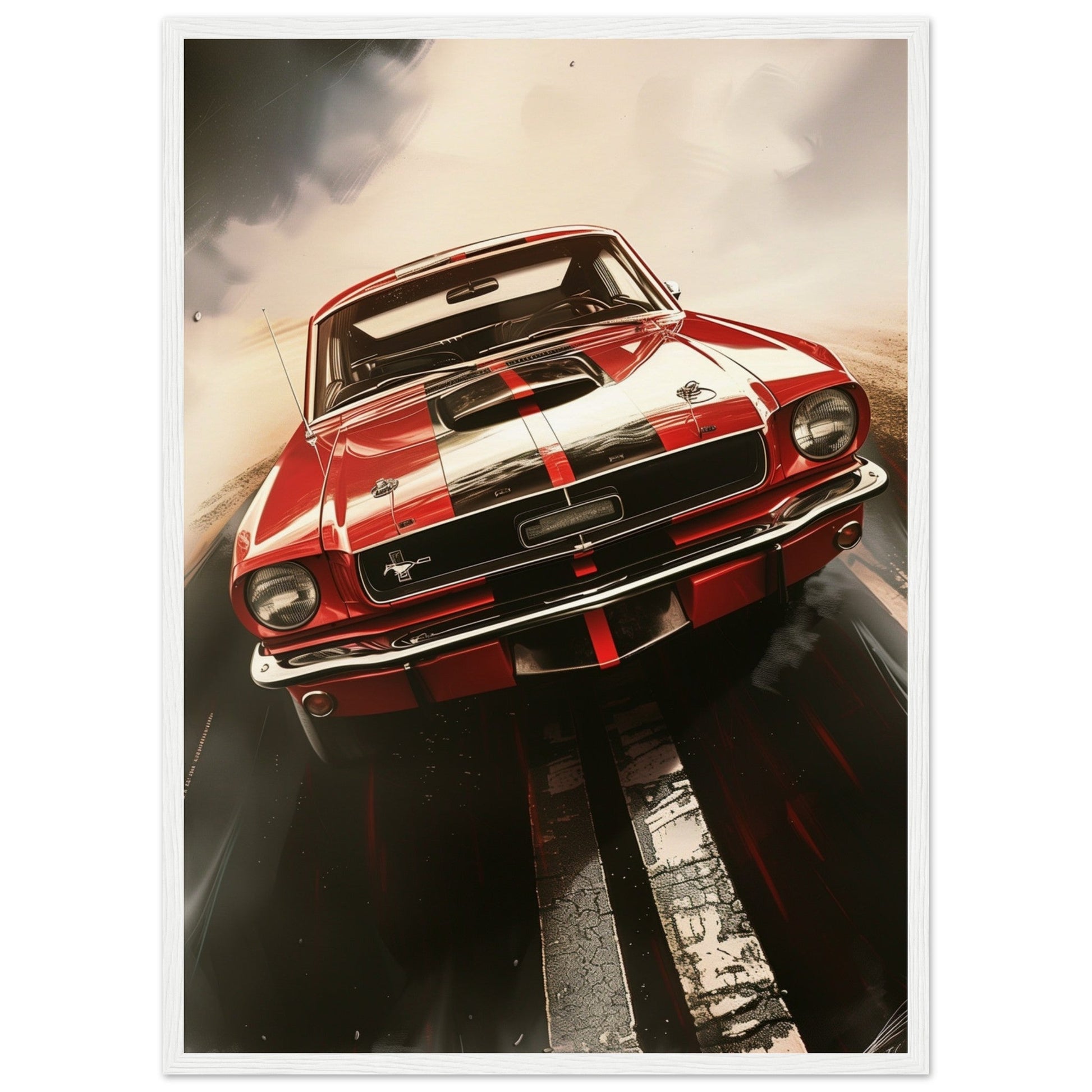 Poster 1965 Mustang ( 50x70-cm-Bois-blanc)