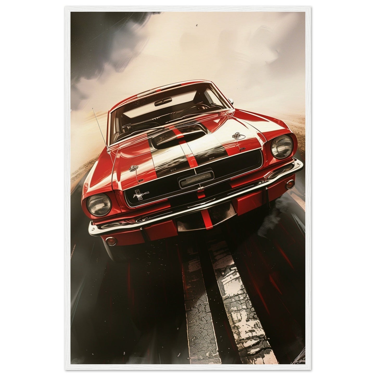 Poster 1965 Mustang ( 60x90-cm-Bois-blanc)