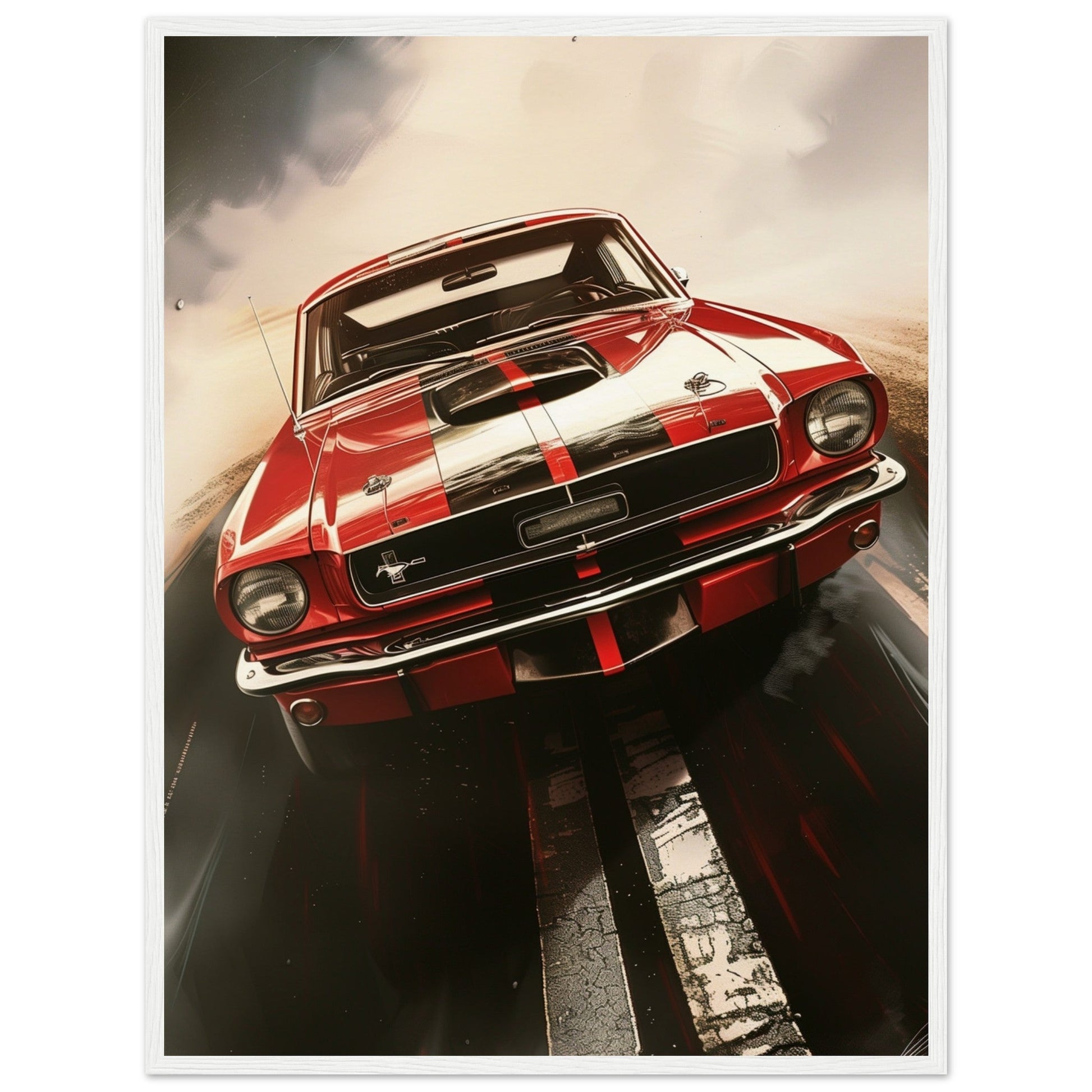 Poster 1965 Mustang ( 60x80-cm-Bois-blanc)