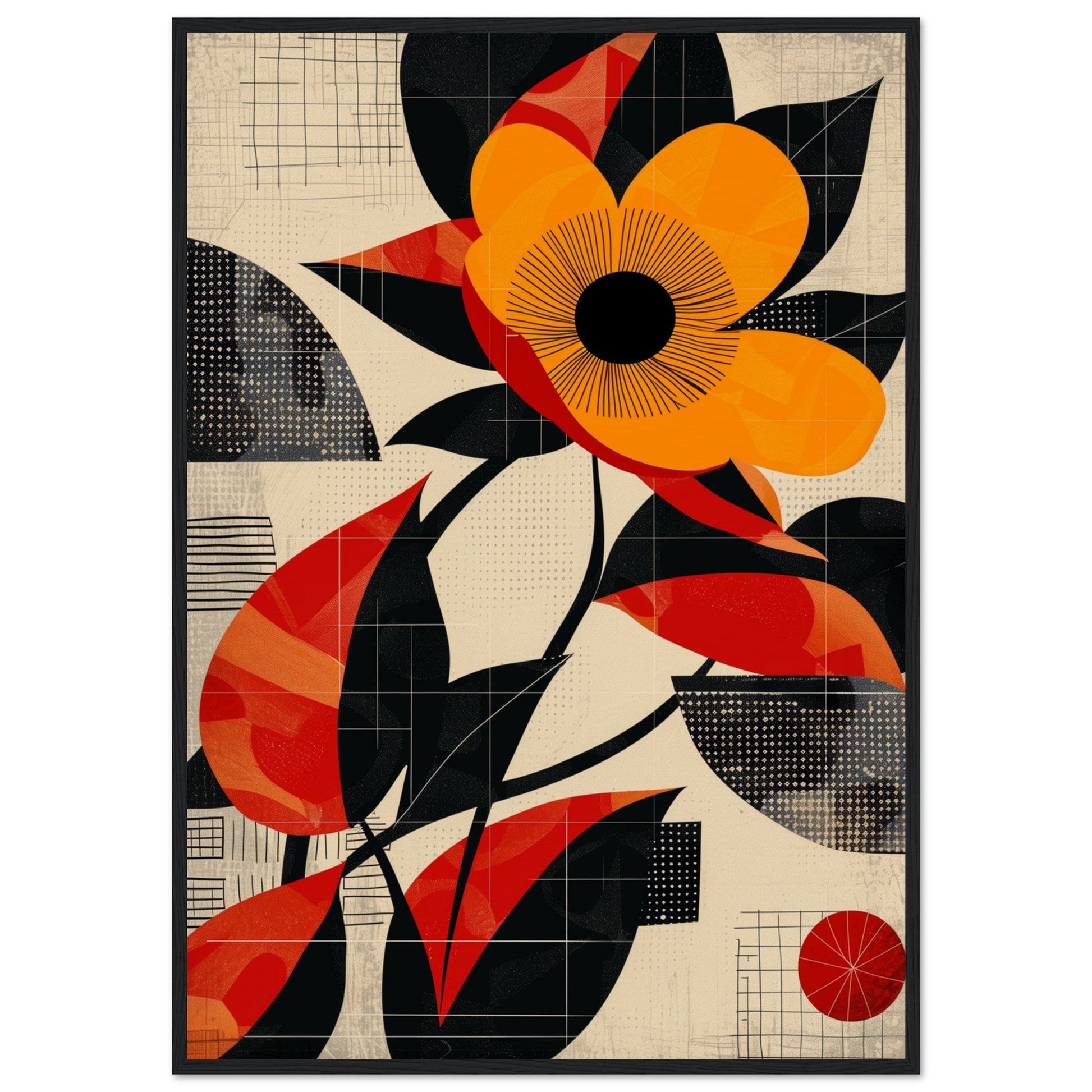 Poster Abstrait Fleur ( 70x100-cm-Bois-noir)