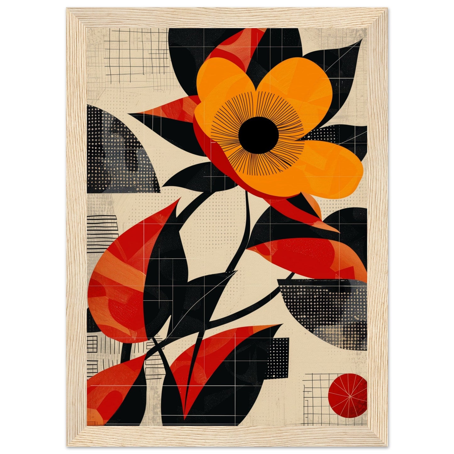 Poster Abstrait Fleur ( 21x29.7-cm-Bois-clair)