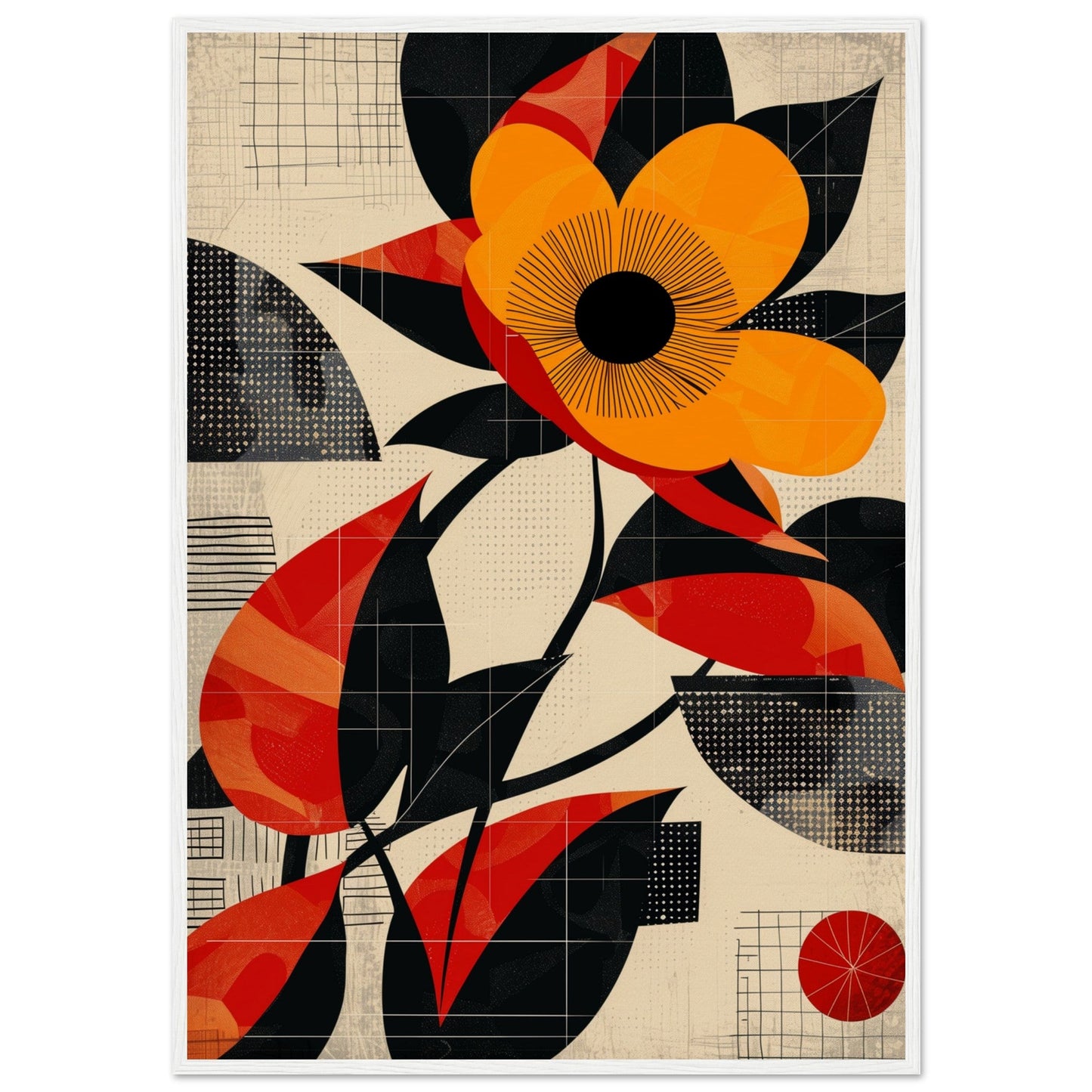 Poster Abstrait Fleur ( 70x100-cm-Bois-blanc)