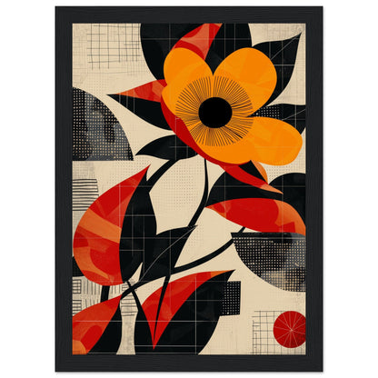 Poster Abstrait Fleur ( 21x29.7-cm-Bois-noir)