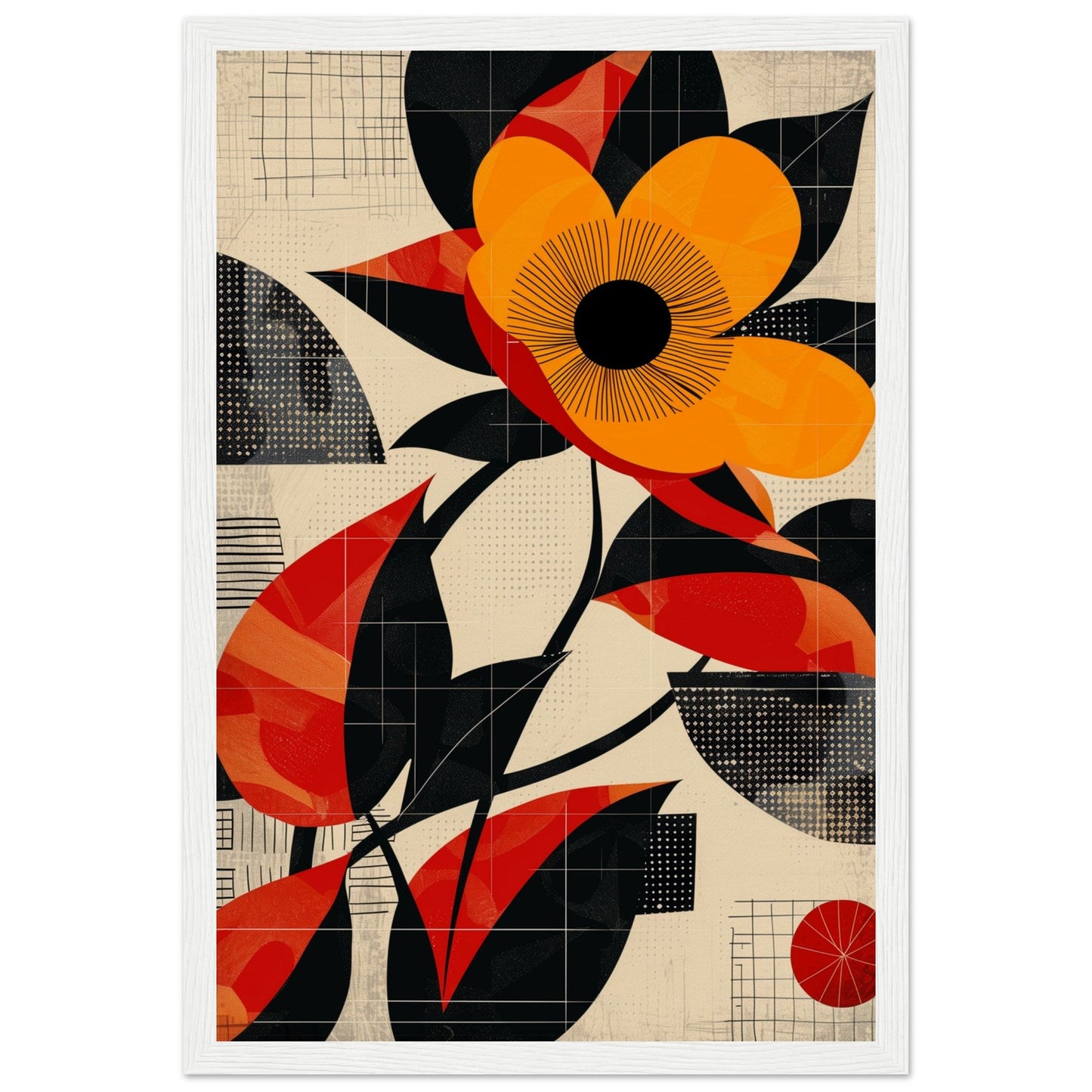 Poster Abstrait Fleur ( 30x45-cm-Bois-blanc)