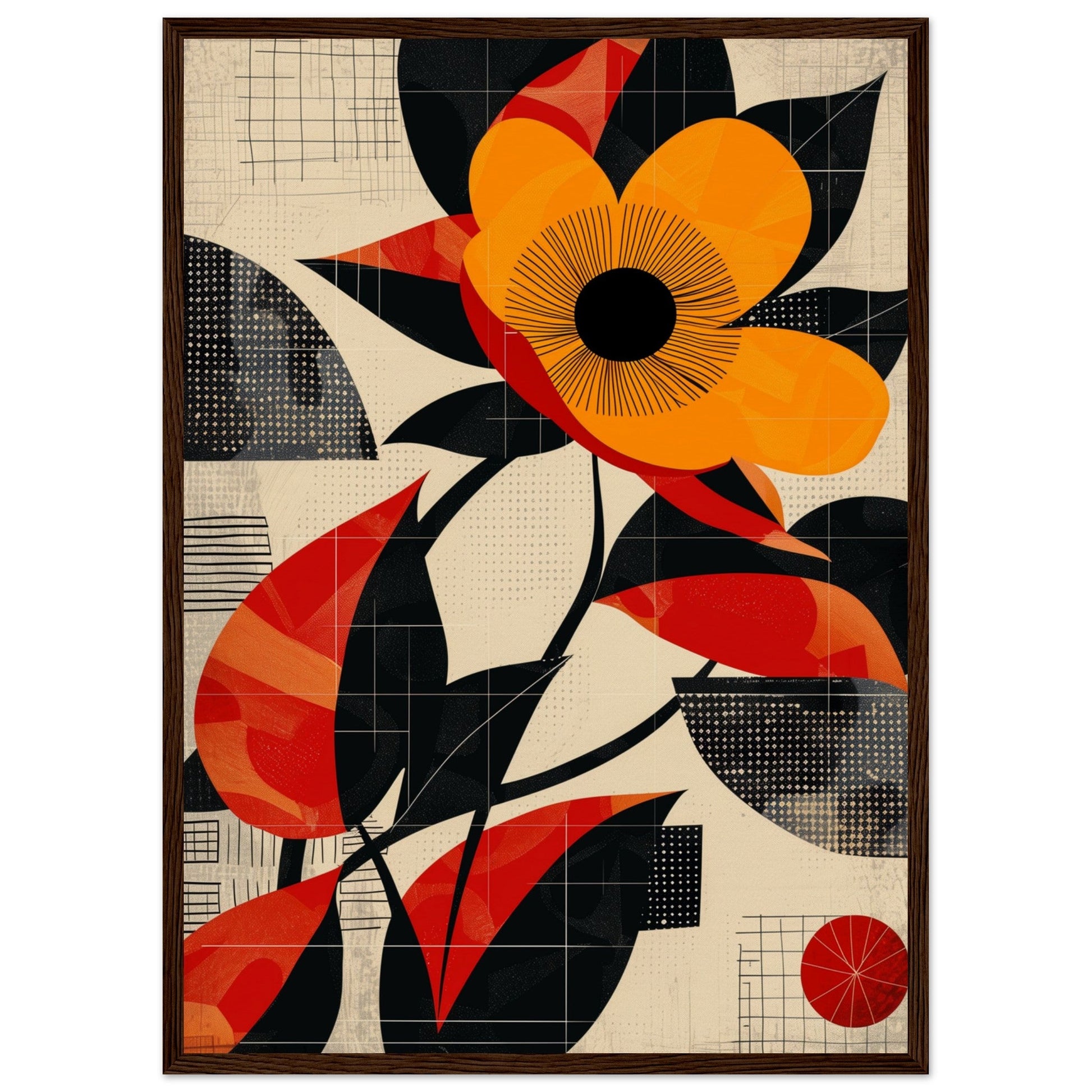 Poster Abstrait Fleur ( 50x70-cm-Bois-foncé)