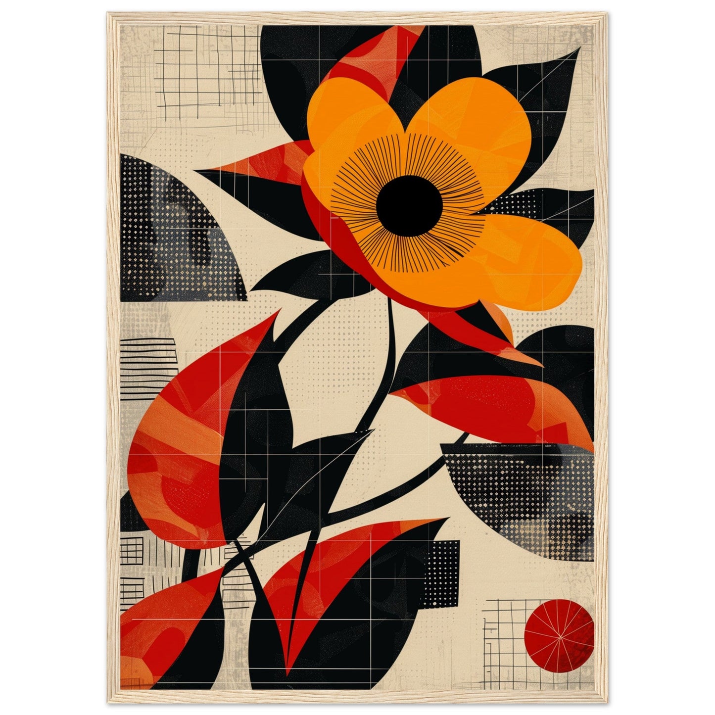 Poster Abstrait Fleur ( 50x70-cm-Bois-clair)