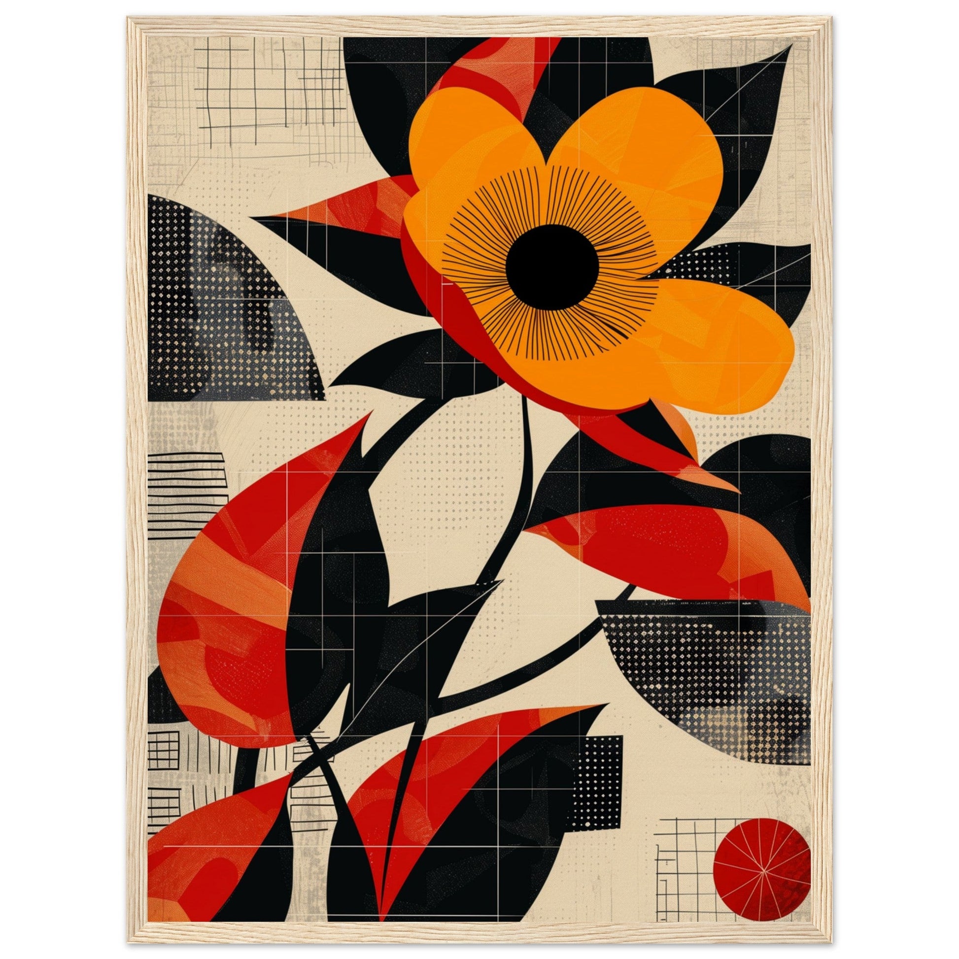 Poster Abstrait Fleur ( 45x60-cm-Bois-clair)