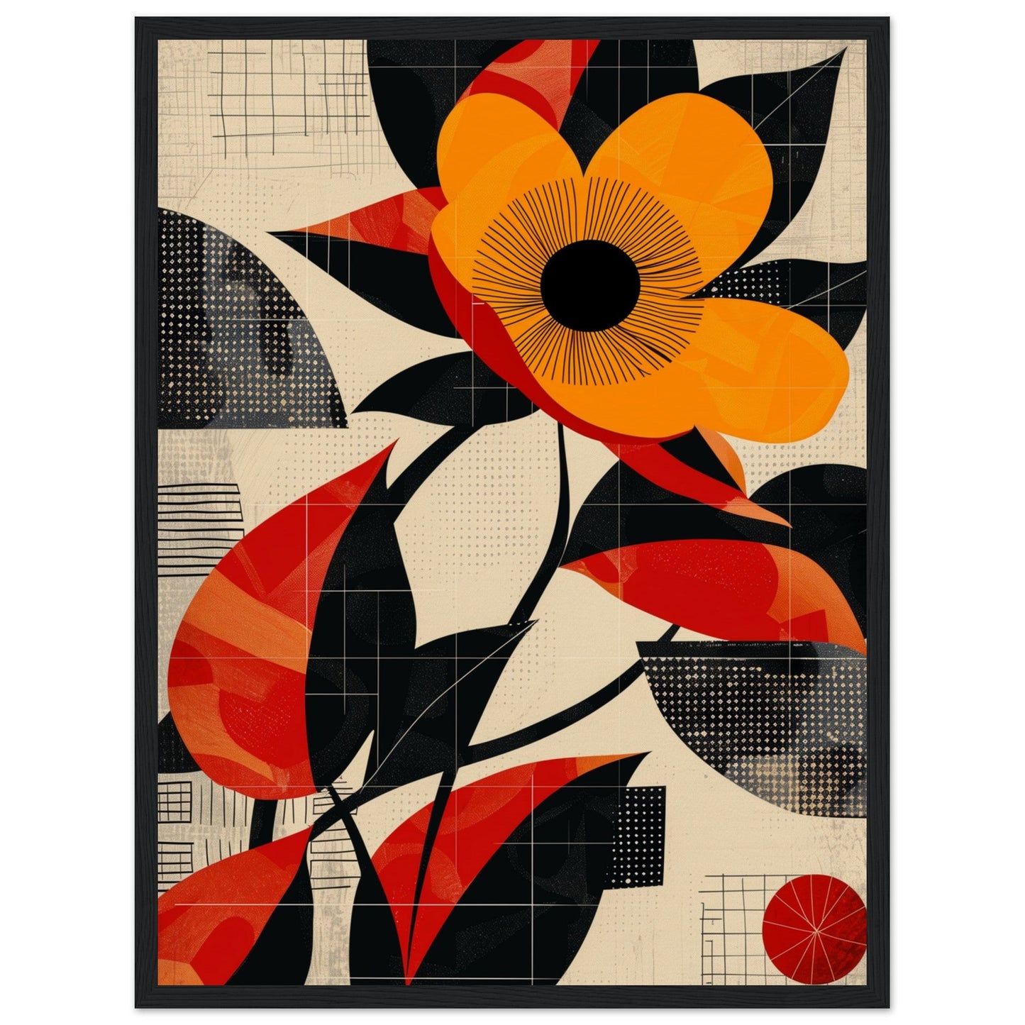 Poster Abstrait Fleur ( 45x60-cm-Bois-noir)