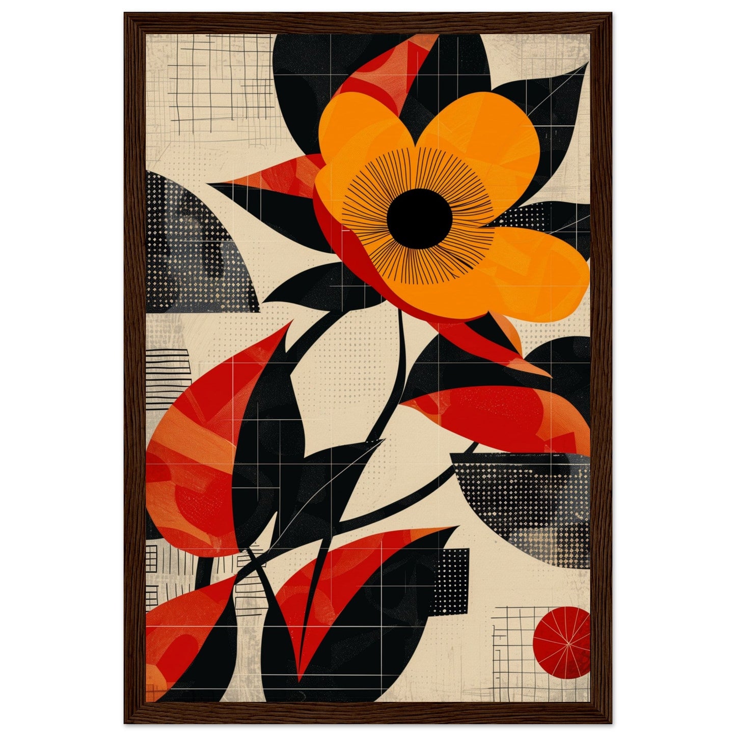 Poster Abstrait Fleur ( 30x45-cm-Bois-foncé)