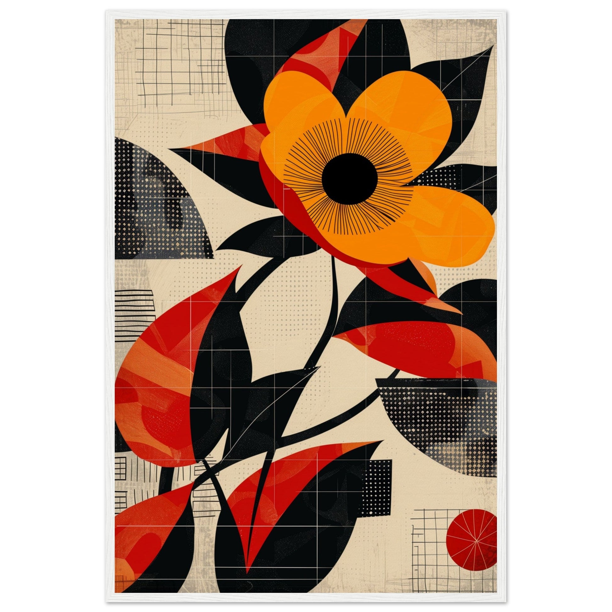 Poster Abstrait Fleur ( 60x90-cm-Bois-blanc)