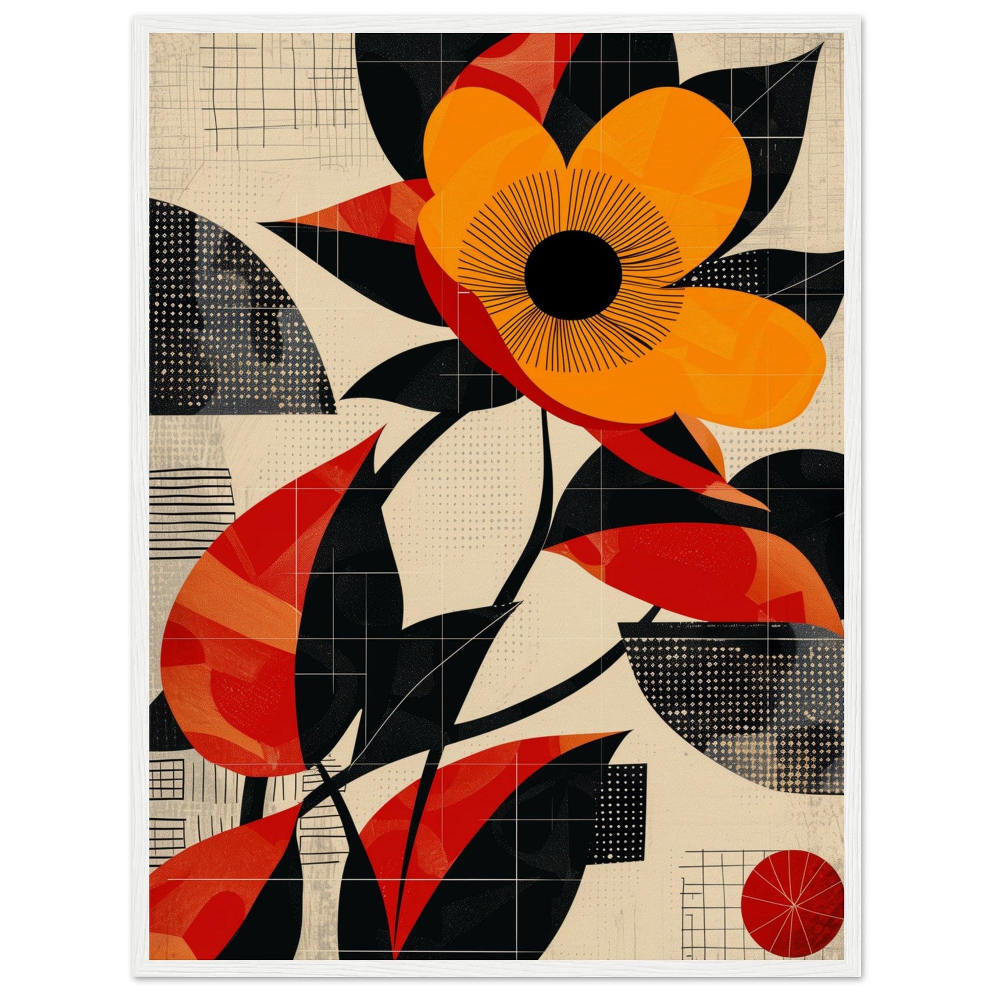 Poster Abstrait Fleur ( 60x80-cm-Bois-blanc)