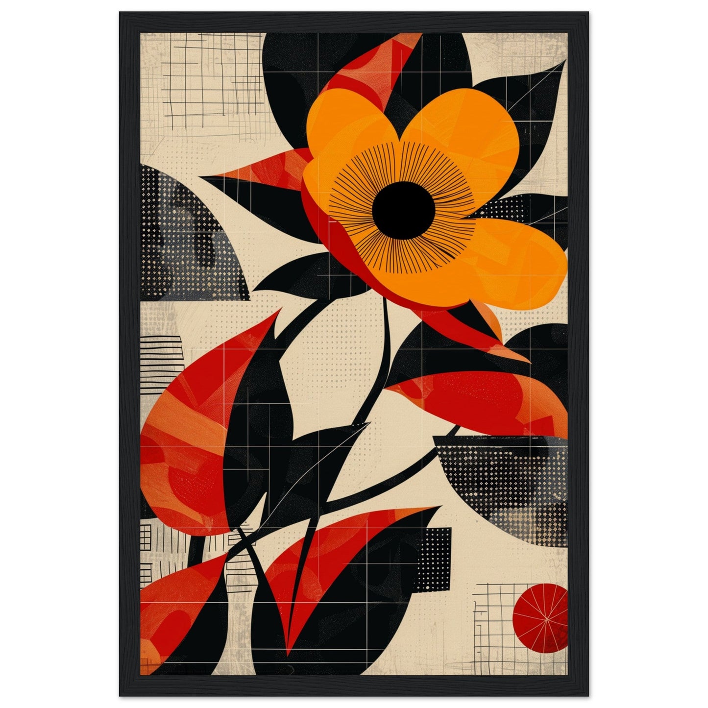 Poster Abstrait Fleur ( 30x45-cm-Bois-noir)