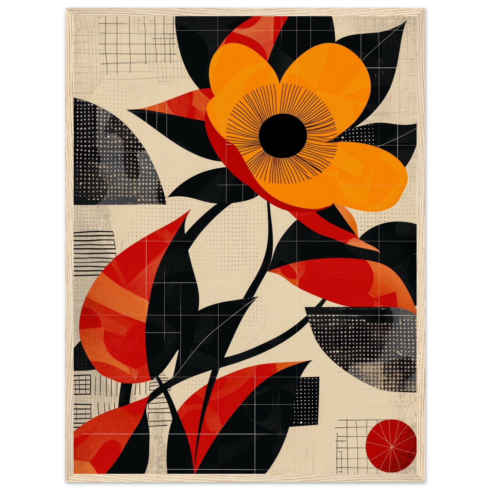 Poster Abstrait Fleur ( 60x80-cm-Bois-clair)